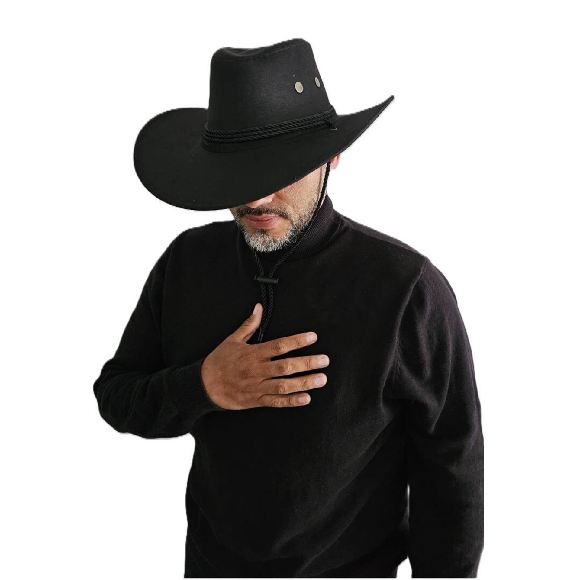 Sombrero Cowboy Vaquero Western Rodeo Unisex Adulto Negro Liso - 6