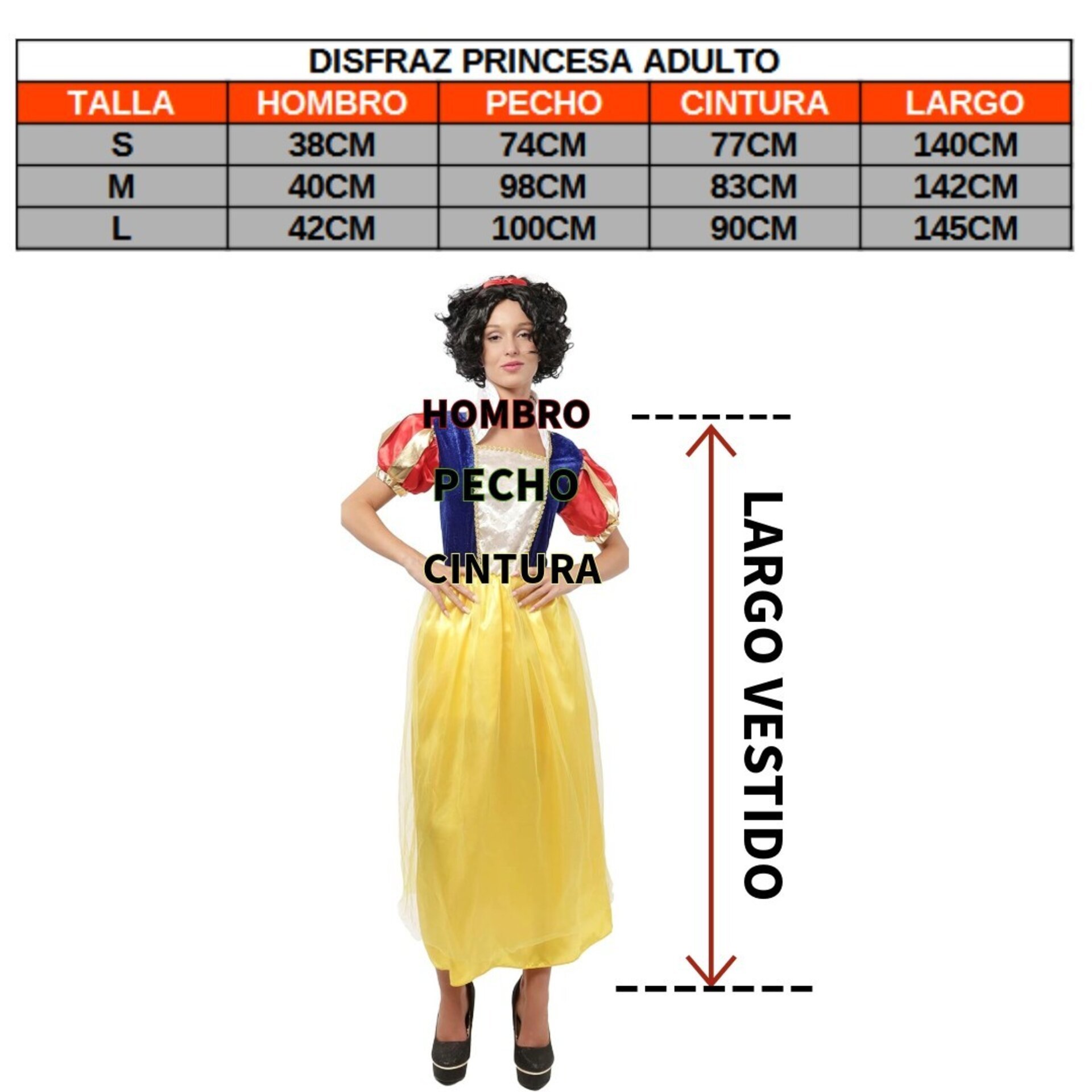 Disfraz Blancanieves Snow White cuento de Hadas Vestido princesa Adulto - 6