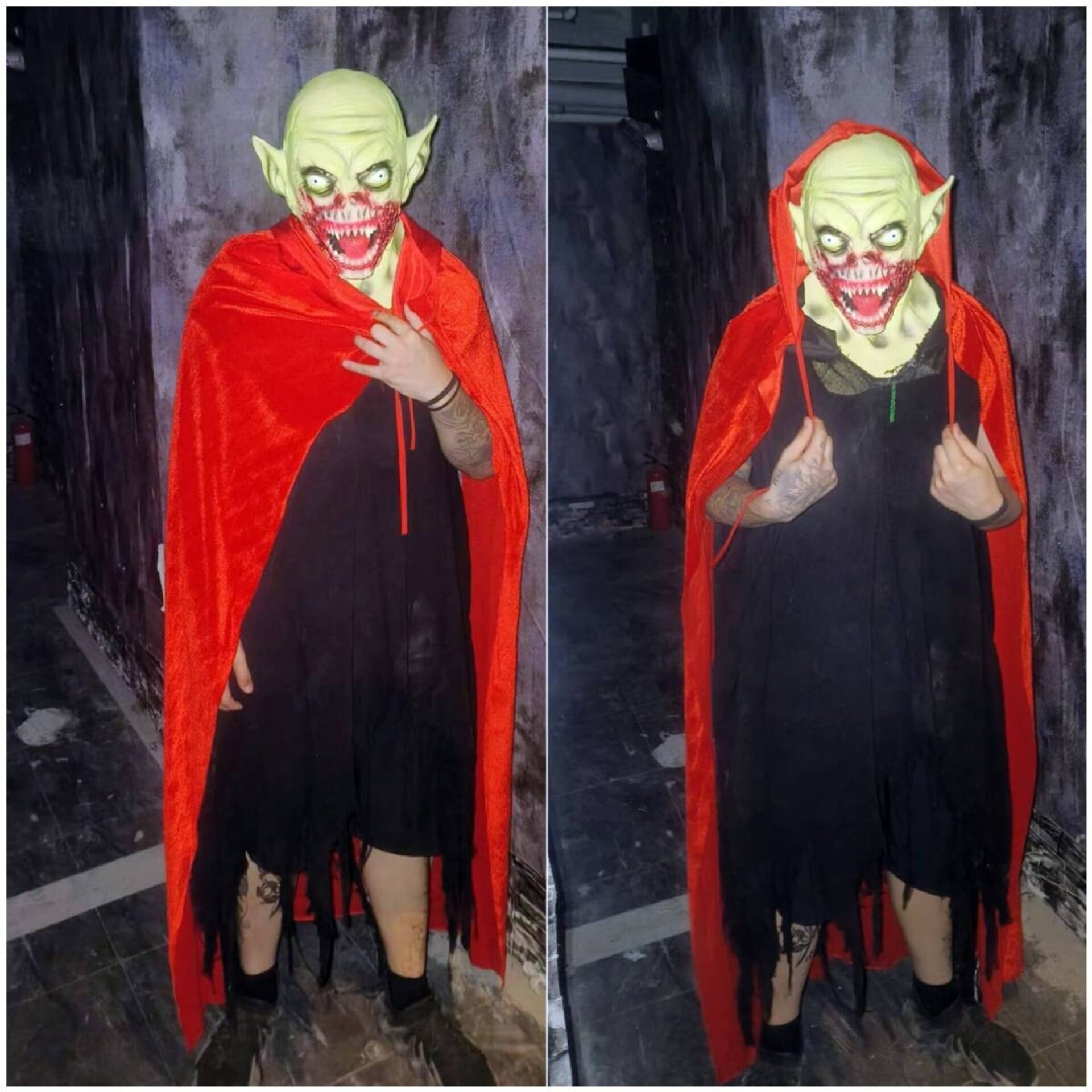 Capas con Capucha en Terciopelo Unisex para Disfraz de Niños y Adultos Rojo - 3