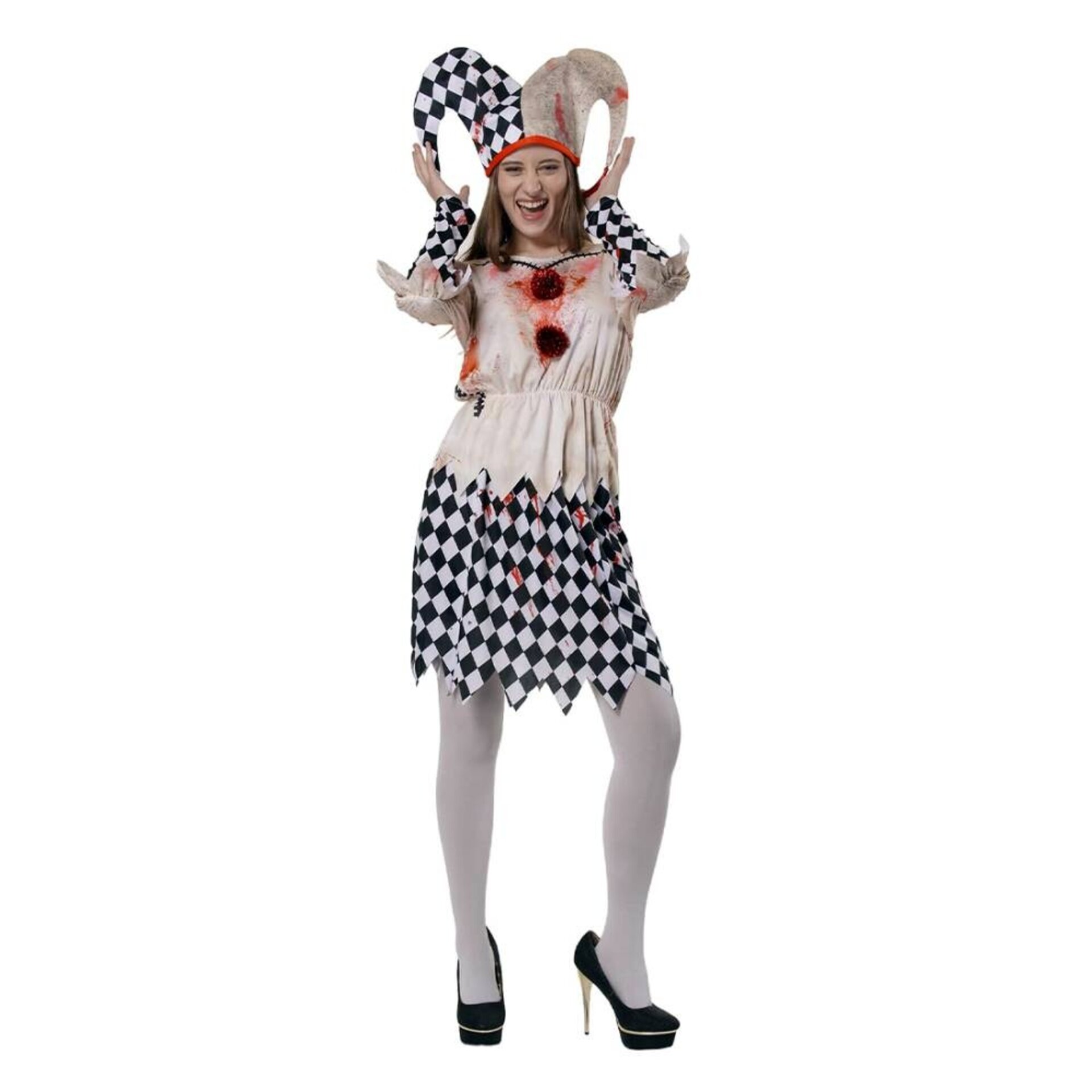 Disfraz Arlequín Sangriento Bufón Mujer Vestido Payasa Asesina Payaso Terror - 3