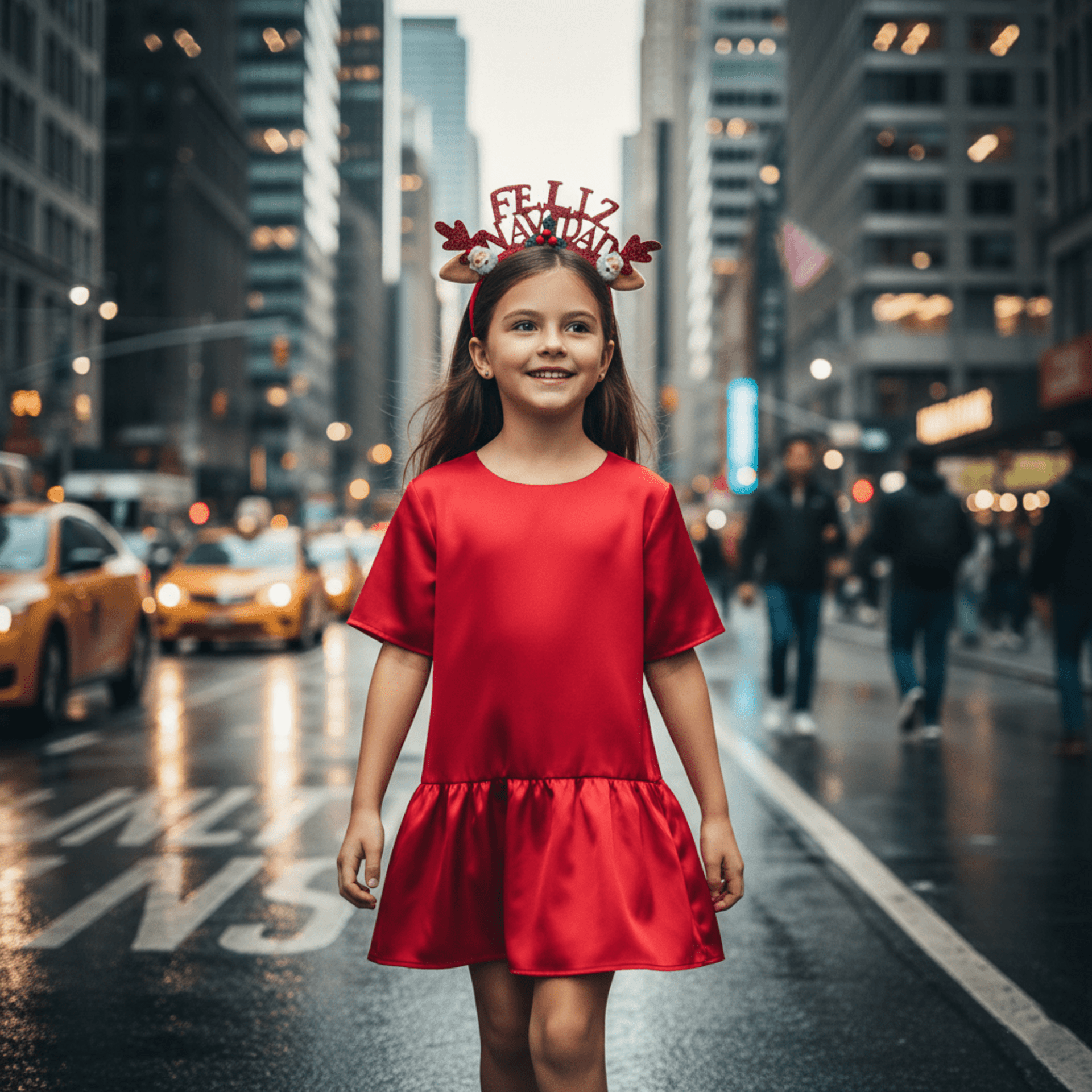 Vestido Rojo Satén para niñas - 3