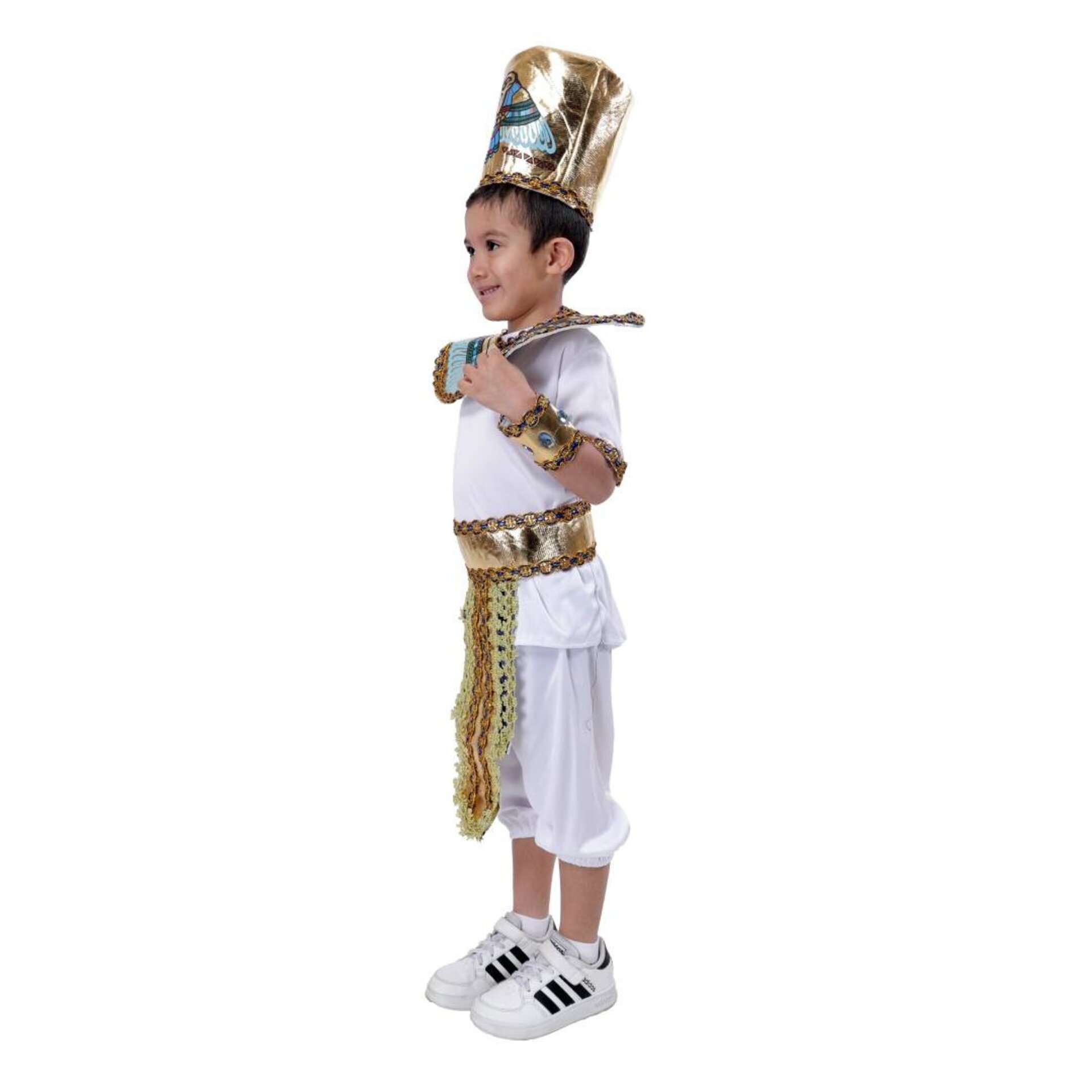 Disfraz de Faraón Príncipe Egipcio para Niños. Kit con Gorro, Collar y Cinturón. - 4
