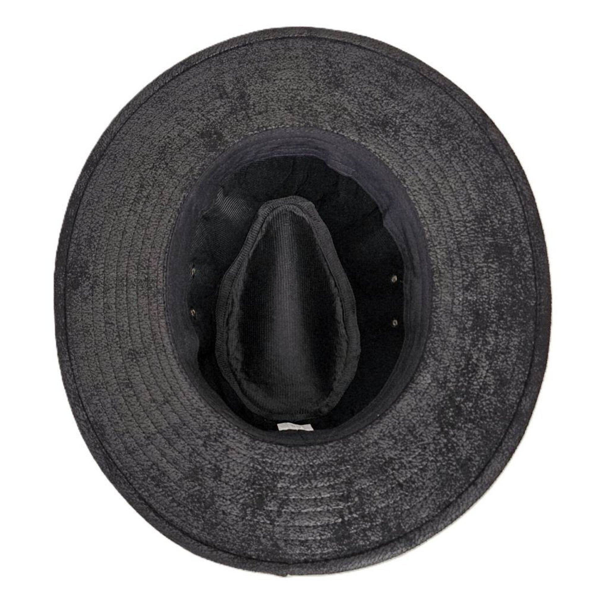 Sombrero Fedora Sintético Negro Desgastado Unisex Adulto Estilo Western Aventura - 4