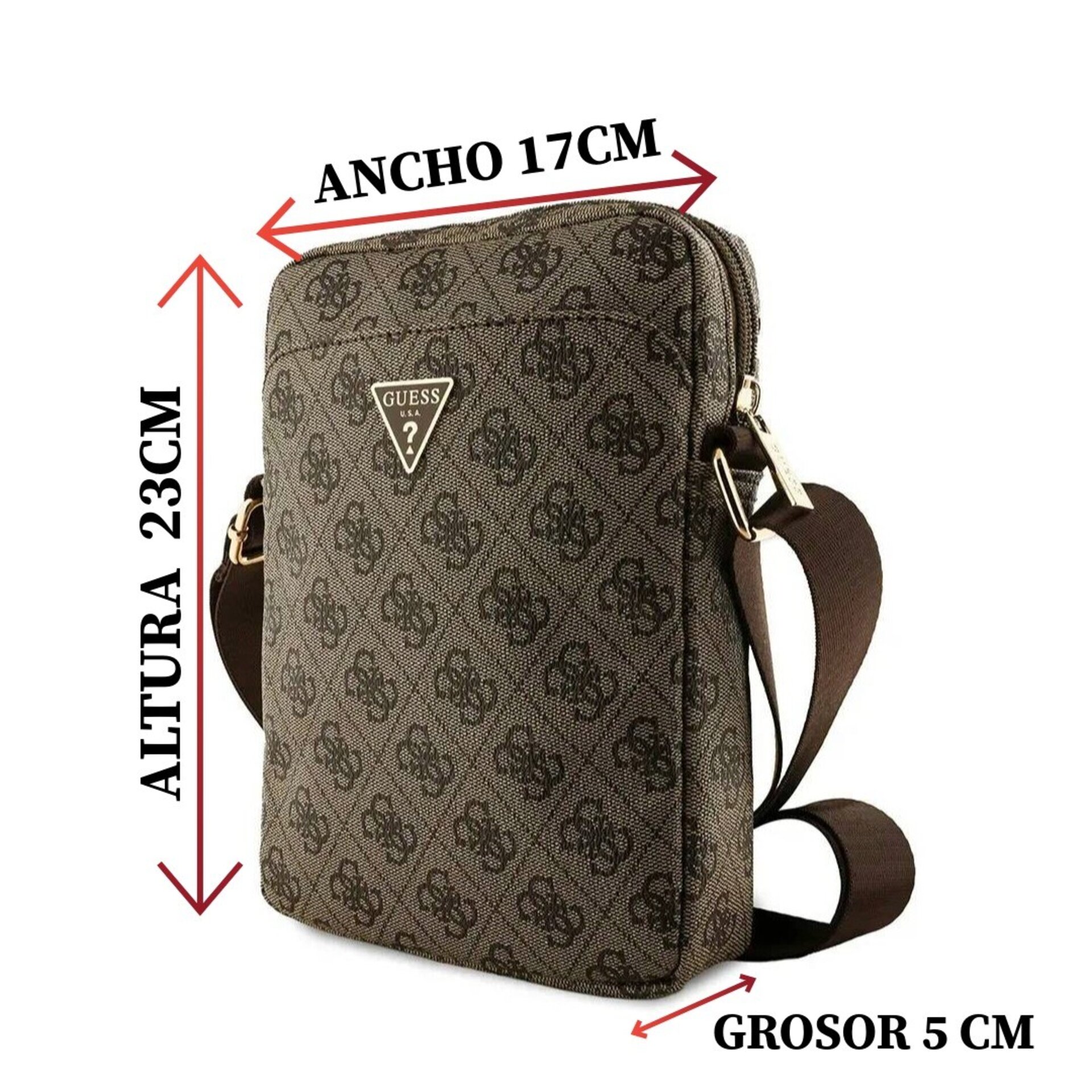 Bolso Bandolera Marrón Guess Logotipo Triangular de PU para Teléfono 8" Hombre - 4