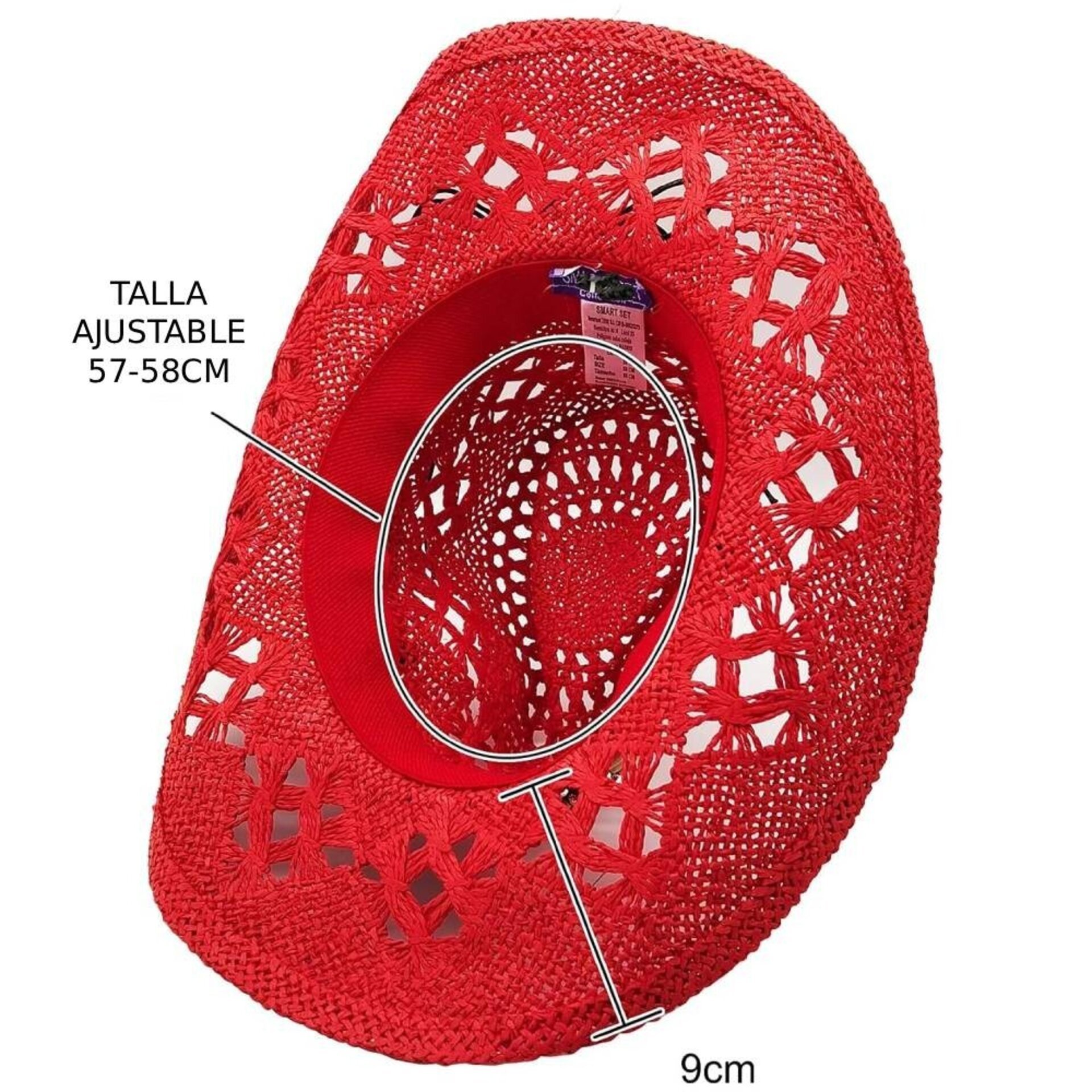 Sombrero Vaquero Paja Unisex | Rojo Cowboy Western | Alas Anchas Talla Adulto - 4