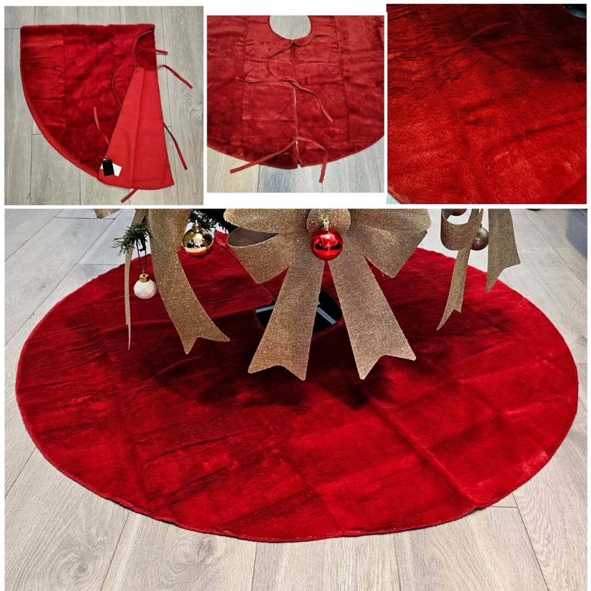 Alfombra Árbol Navideño Grande 120CM | Tapete Redondo Terciopelo | Decoración - 4