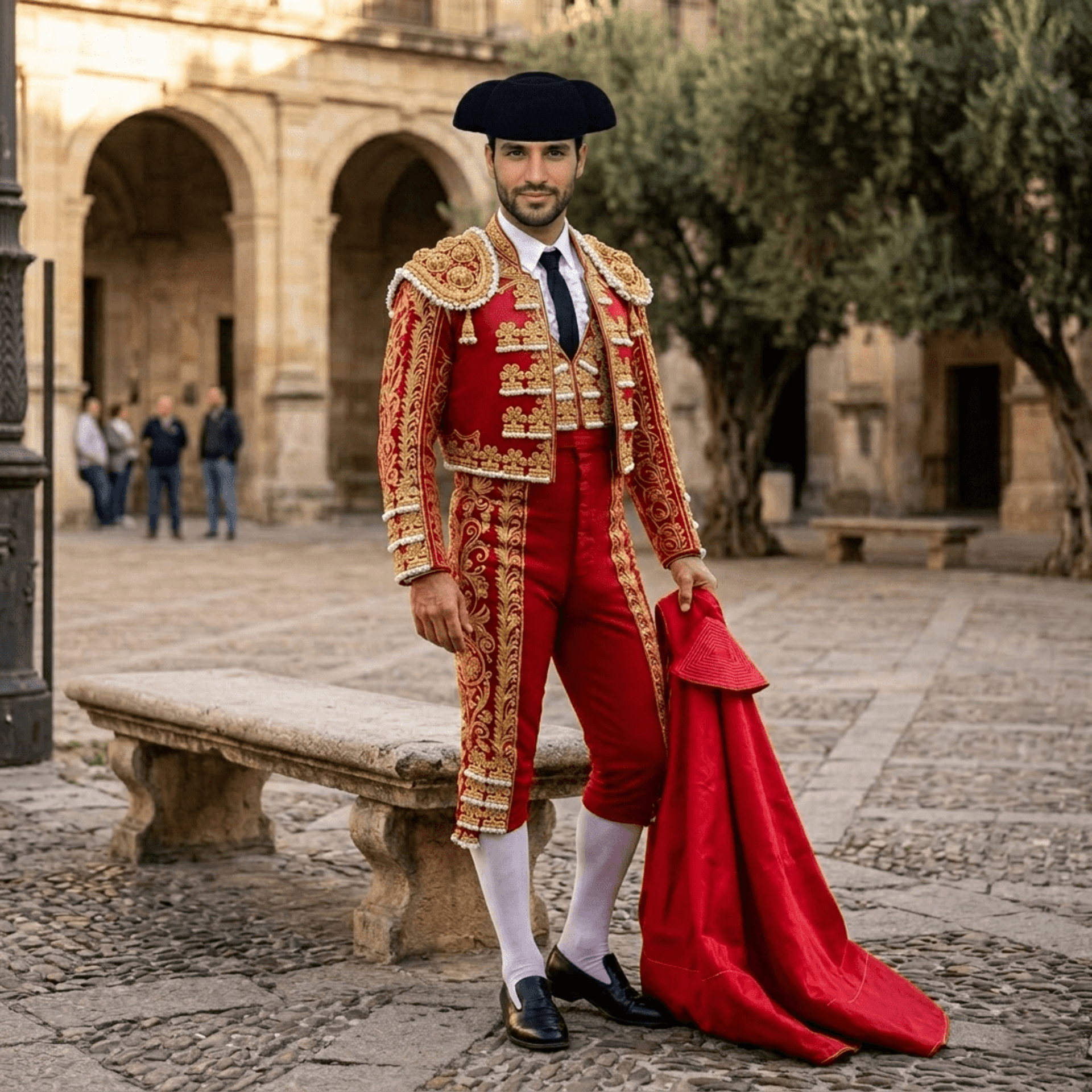 Kit Torero para Disfraz Capote Rojo (145x70cm) + Montera Adulto| Talla Única - 12