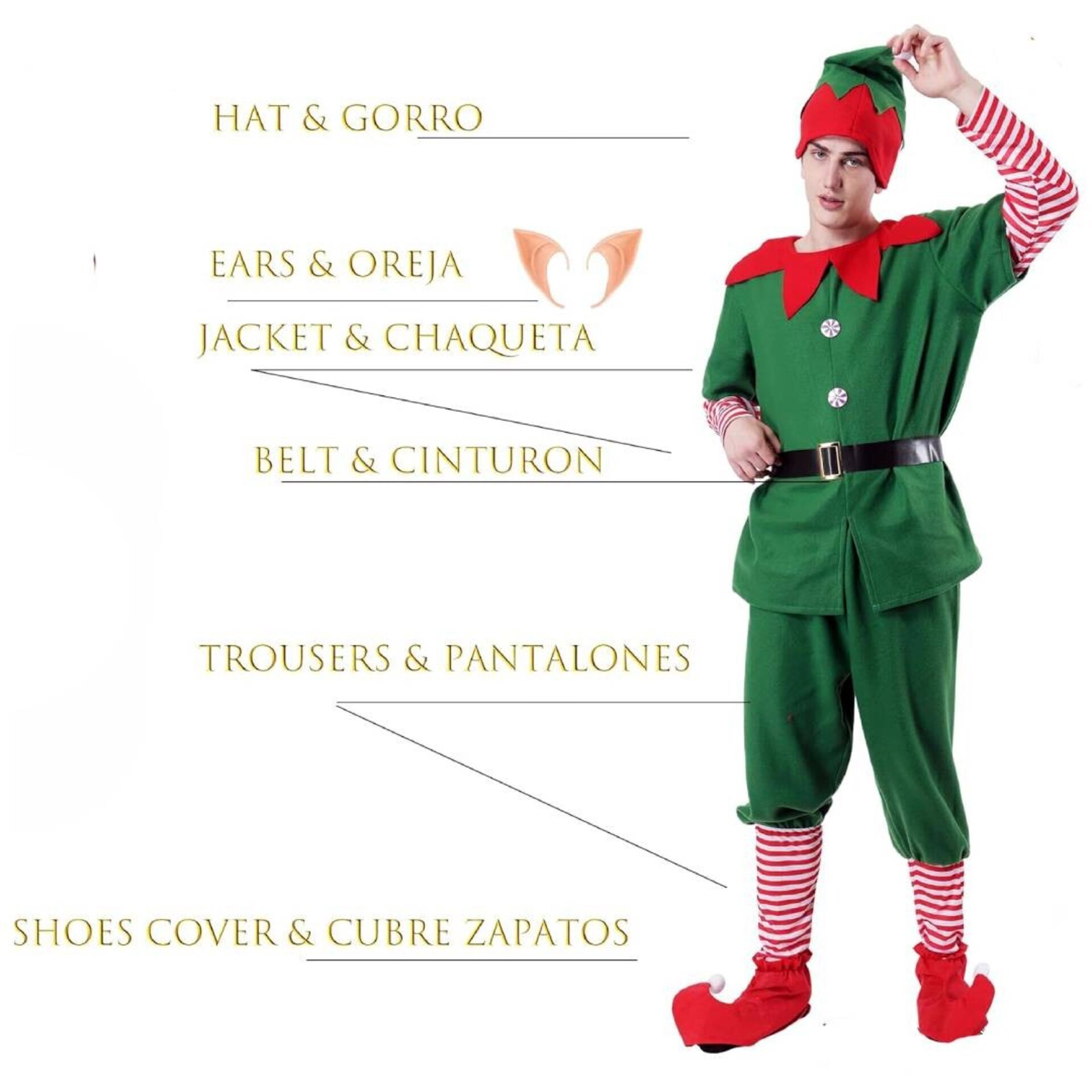 Disfraz Elfo - Traje Navidad Duende Verde - Papa Noel - Regalos Adulto - 2