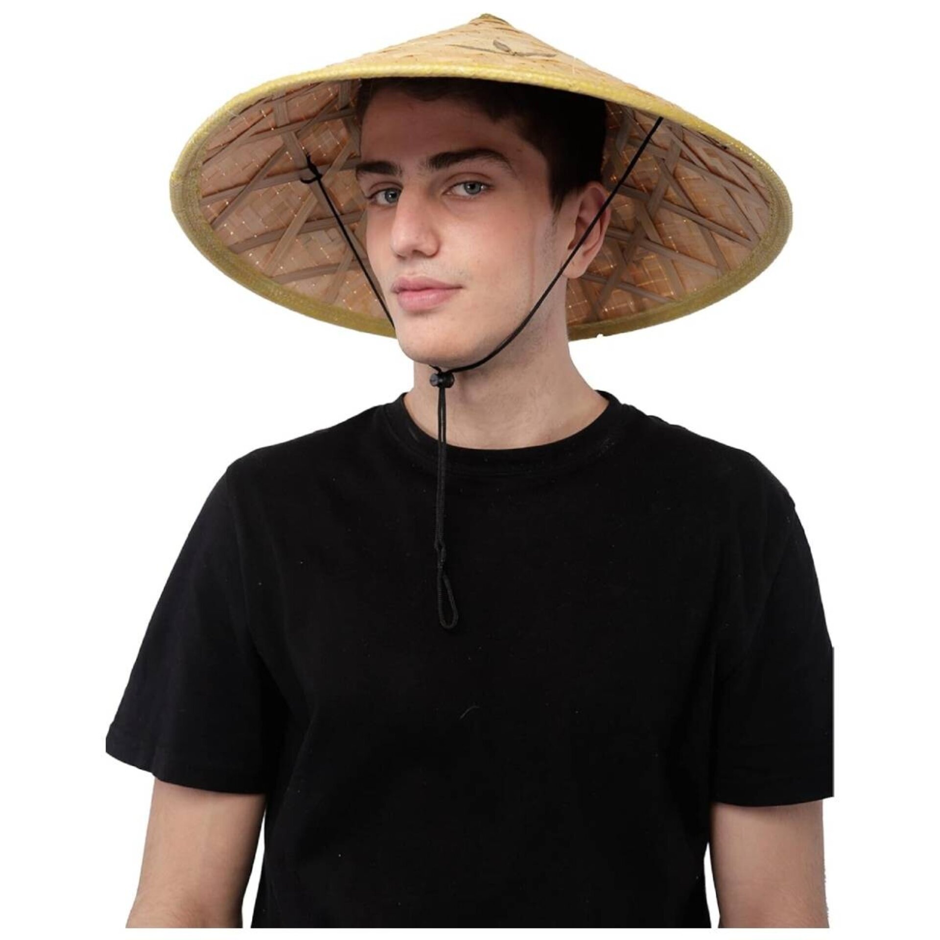 Sombrero de paja trenzado de bambú, Sombrero chino Verano playa campo montaña - 3