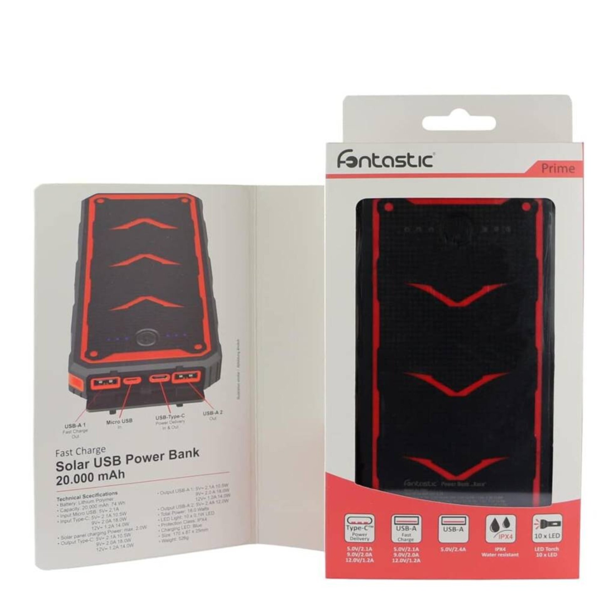 Cargador de Emergencia Solar Portátil USB PowerBank 20.000 mAh XORA - 8