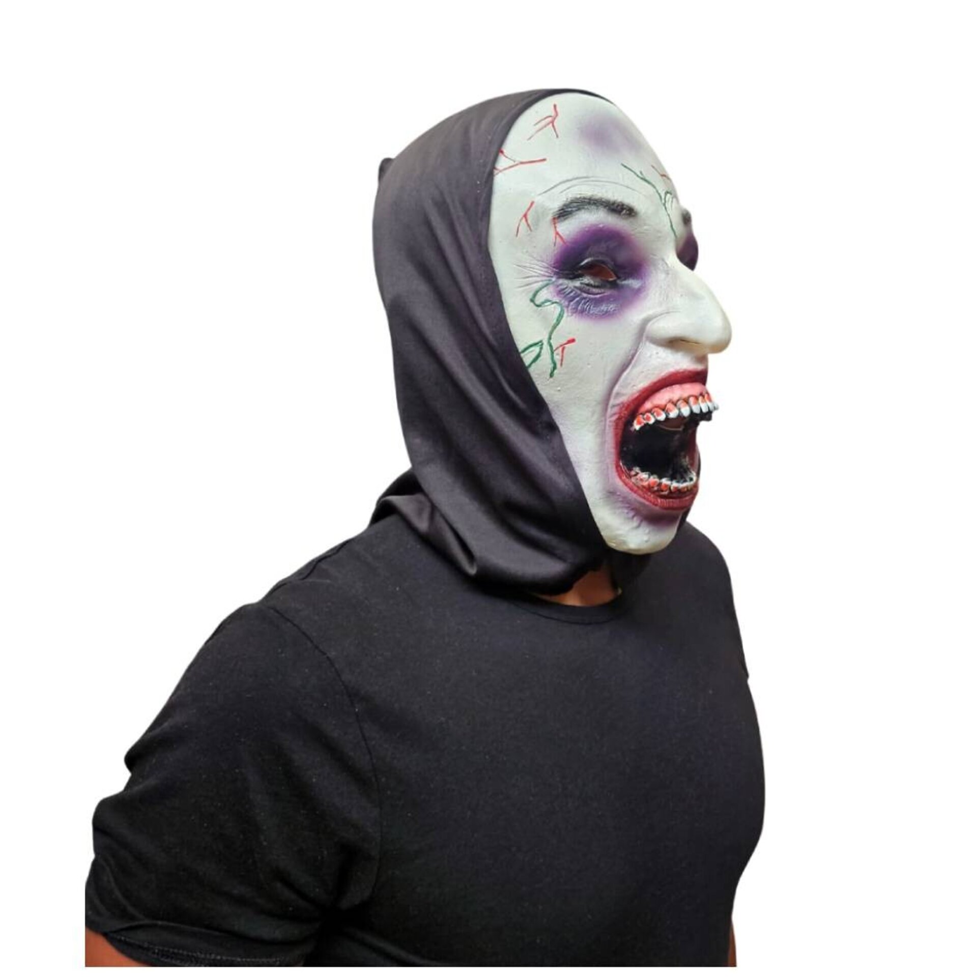 Disfraz Monja Poseída Película Terror Túnica Máscara Látex, Guantes Cruz. Adulto - 5