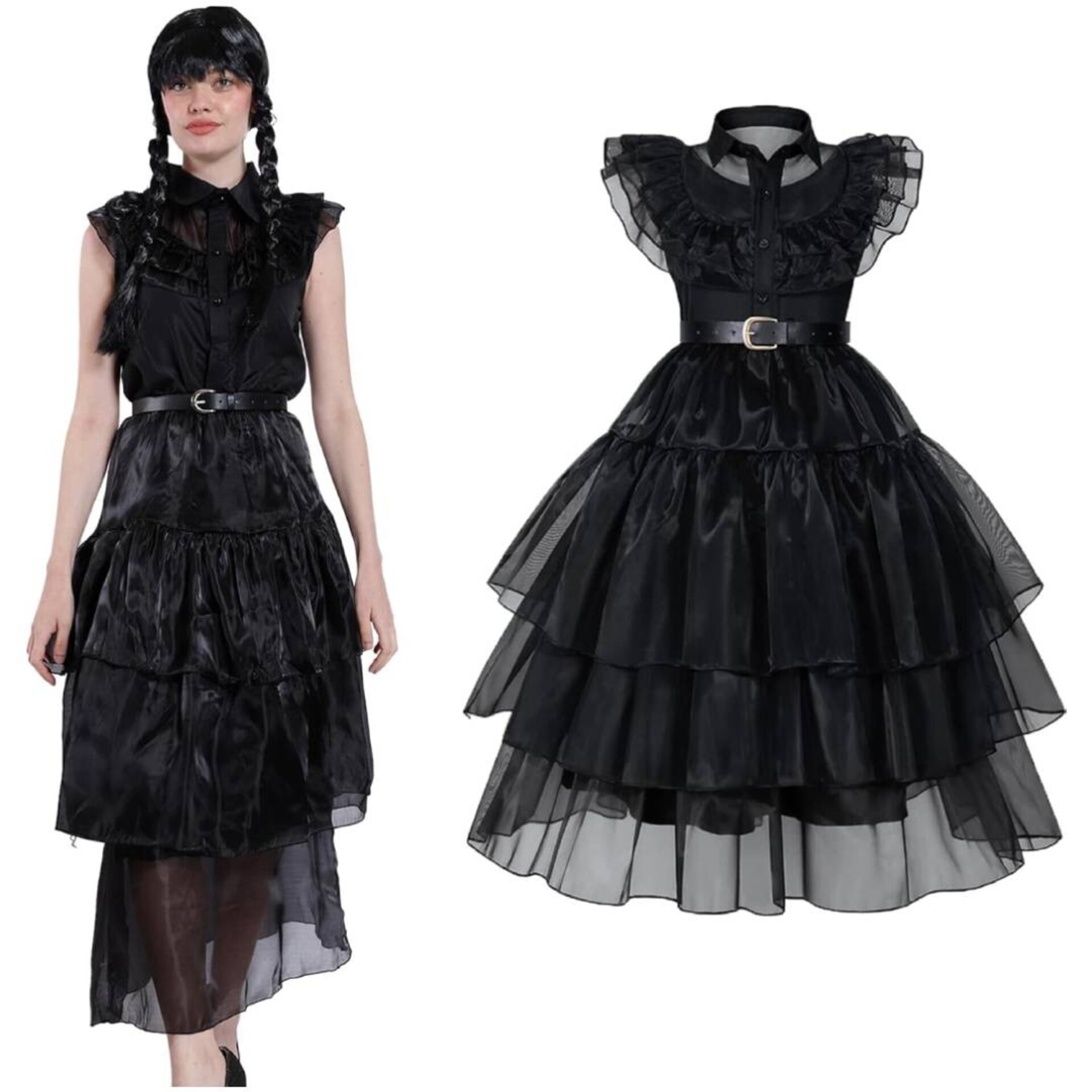 Disfraz de Baile de Miércoles Addams para Mujer. Vestido de Gala Gótico Merlina - 3