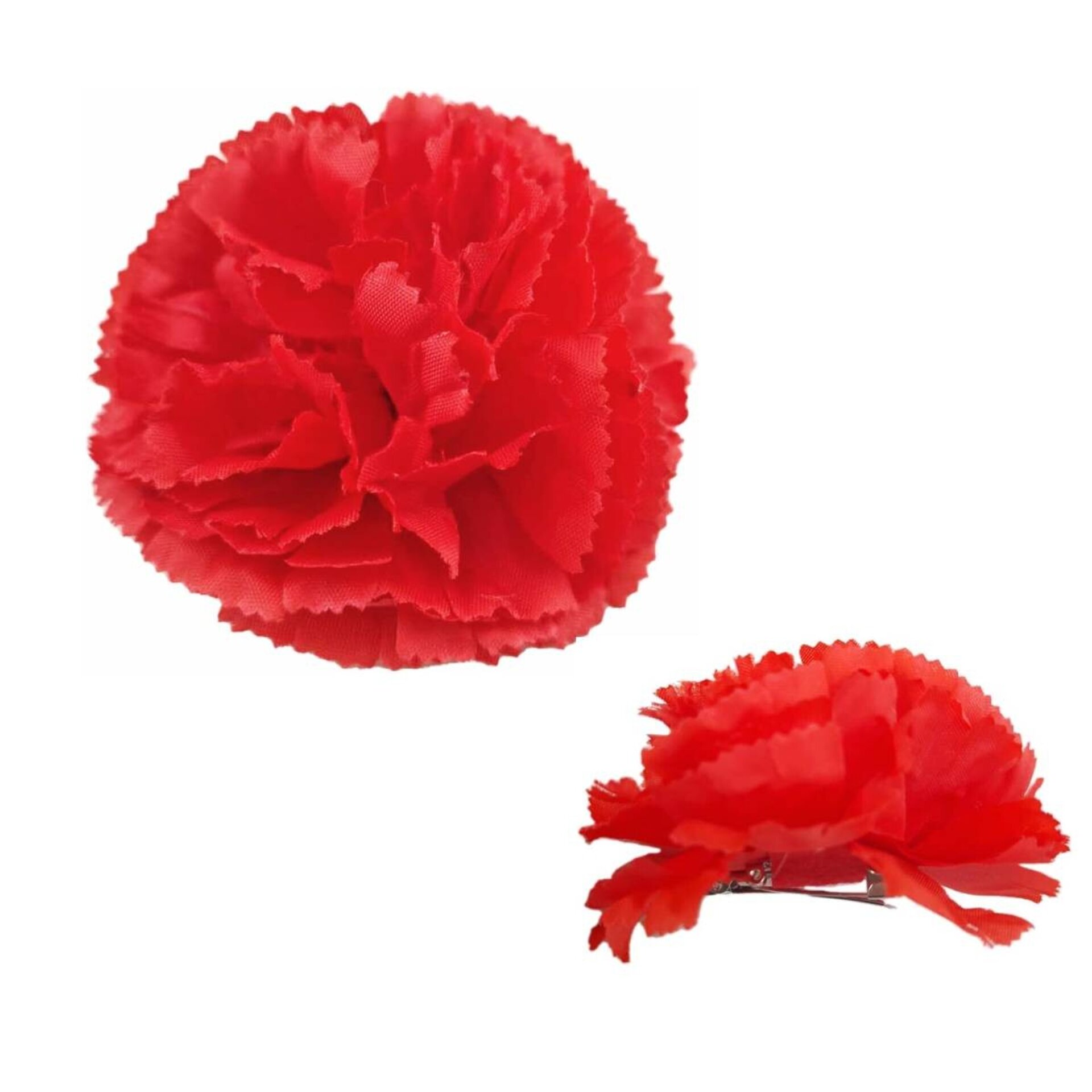 Flor Flamenca Clavel Rojo Blanco Accesorio para el pelo chulapa Chulapo y Bodas - 1