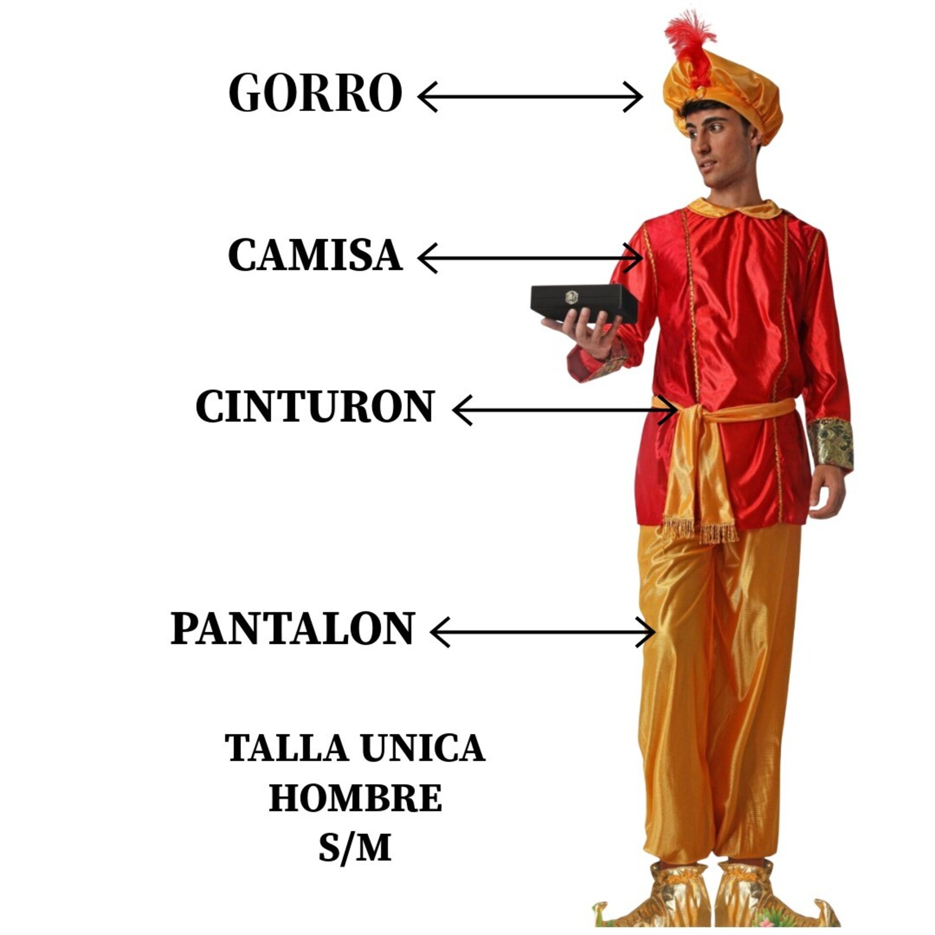 Disfraz de Paje Rojo Real - Incluye Gorro, Camisa, Cinturón y Pantalón - 3