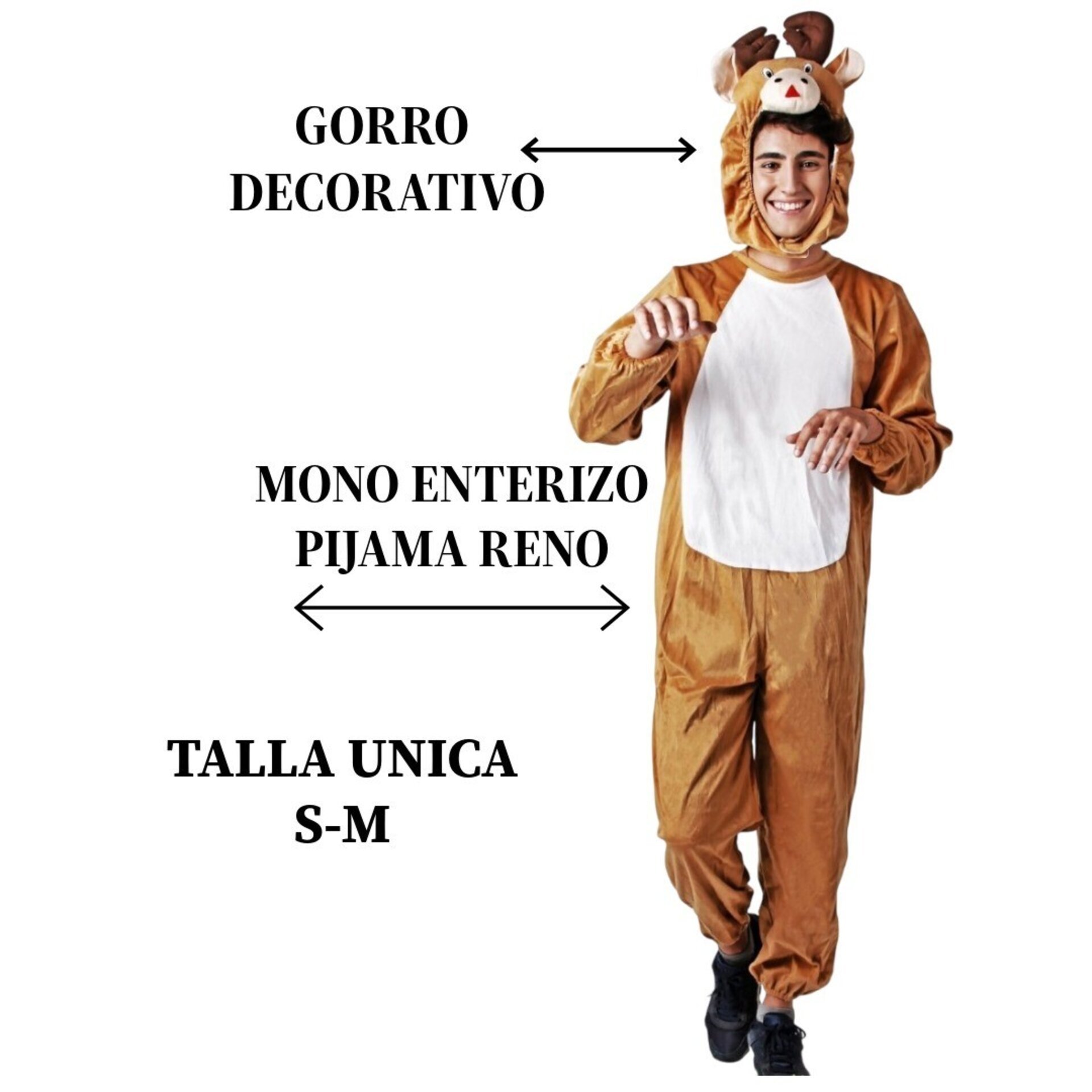 Disfraz de Reno Pijama Enterizo Navideño - Kigurumi Unisex de Lujo para Adulto - 4