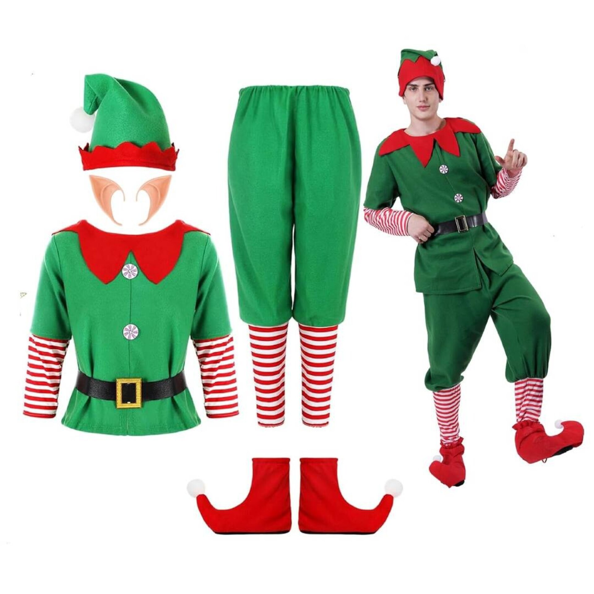 Disfraz Elfo - Traje Navidad Duende Verde - Papa Noel - Regalos Adulto - 7