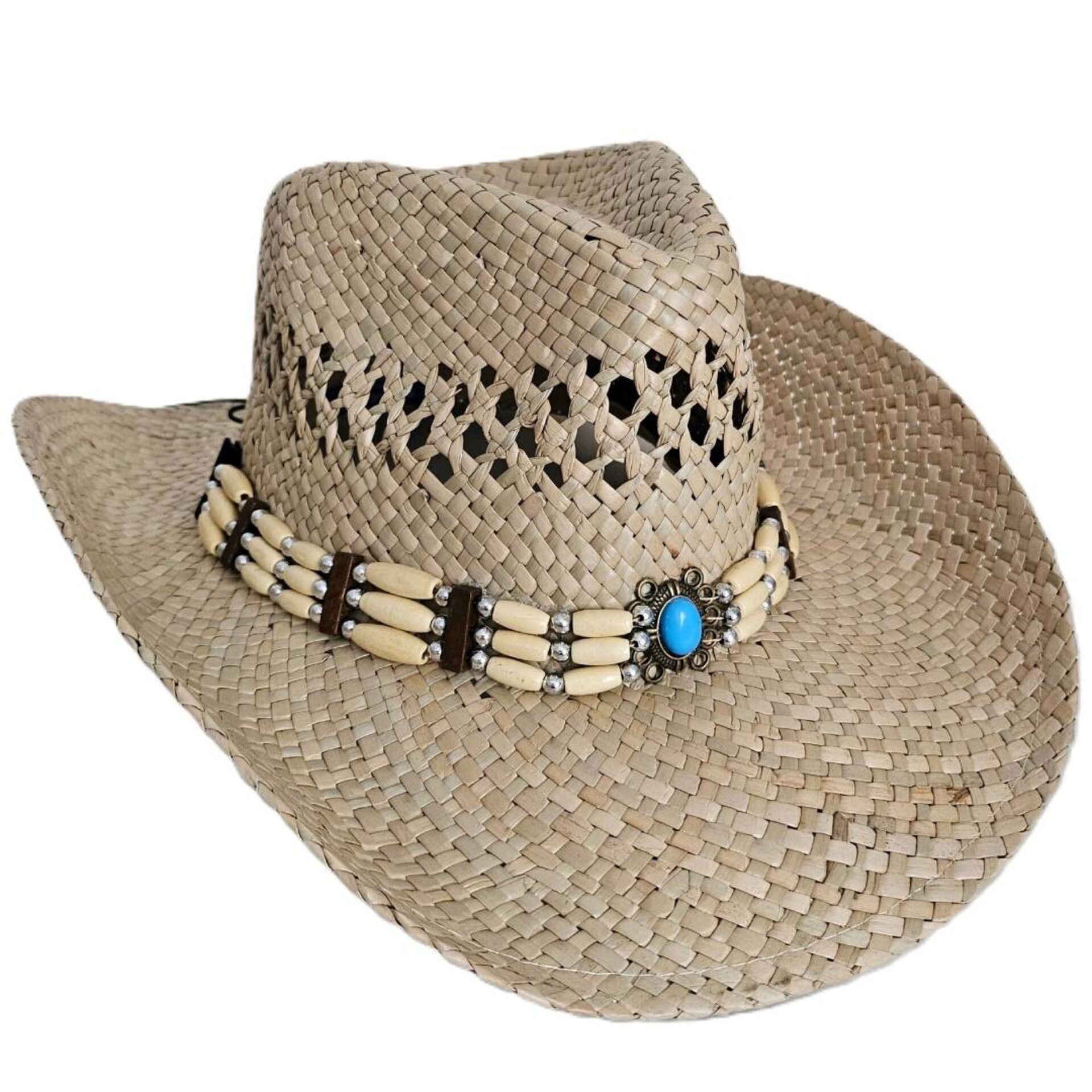 Sombrero Vaquero de Paja Artesanal Unisex | Estilo Western Bohemio Beige - 4