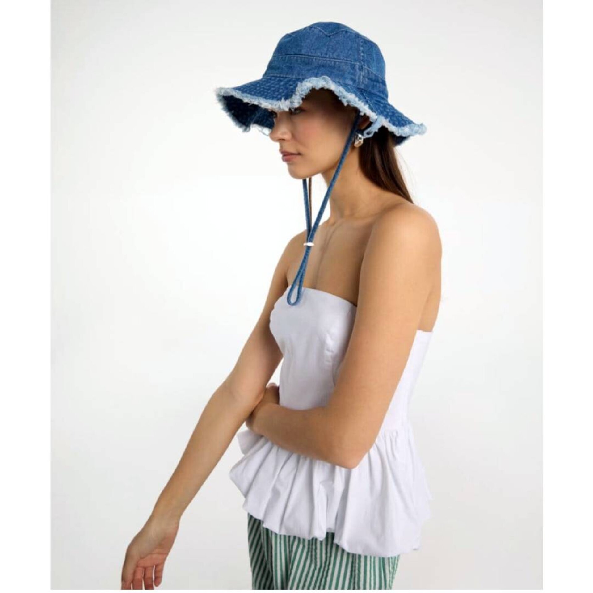 Gorro Vaquero Algodón 100% Deshilachado | Accesorio de Moda Unisex | Uso Diario - 1