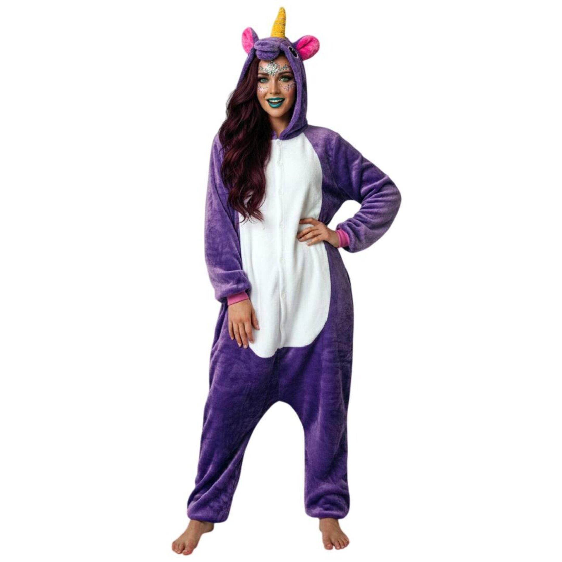 Pijama Unicornio Adulto Mujer - Kigurumi Morado de Terciopelo Ultra Suave Adulto - 4