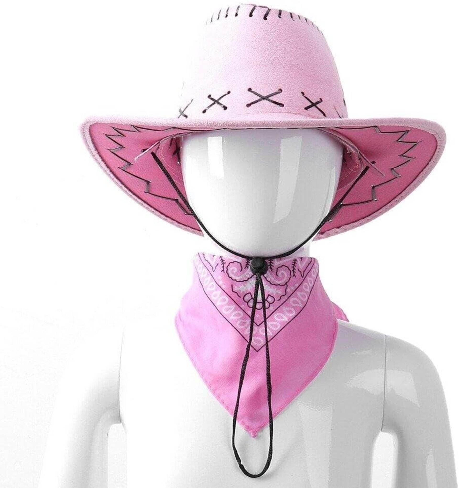 Sombrero Cowboy Vaquera con Bandana Pañuelo Rosa para niñas - 9