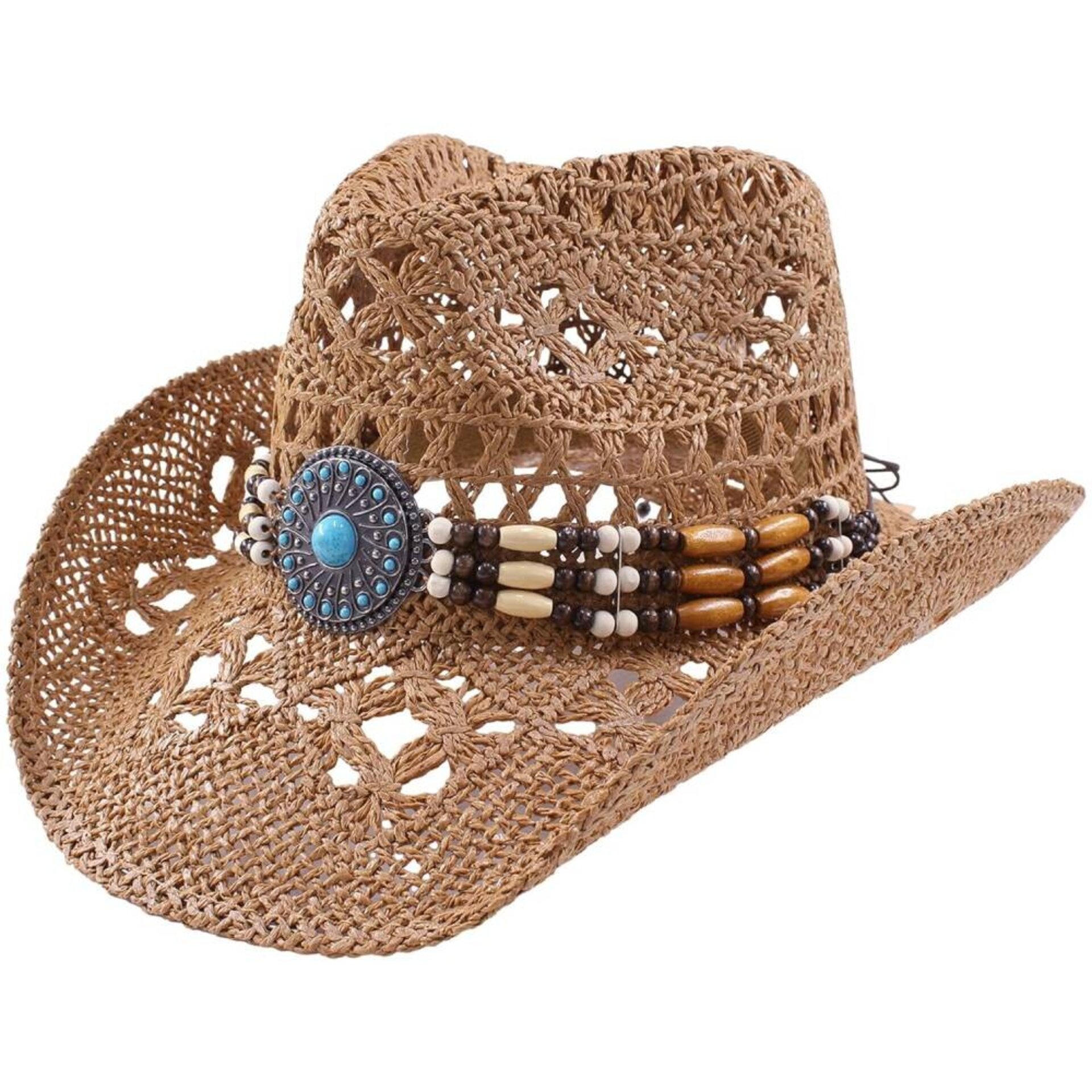 Sombrero Vaquero Paja Unisex | Cowboy Marrón Western | Alas Anchas Baile Country - 1