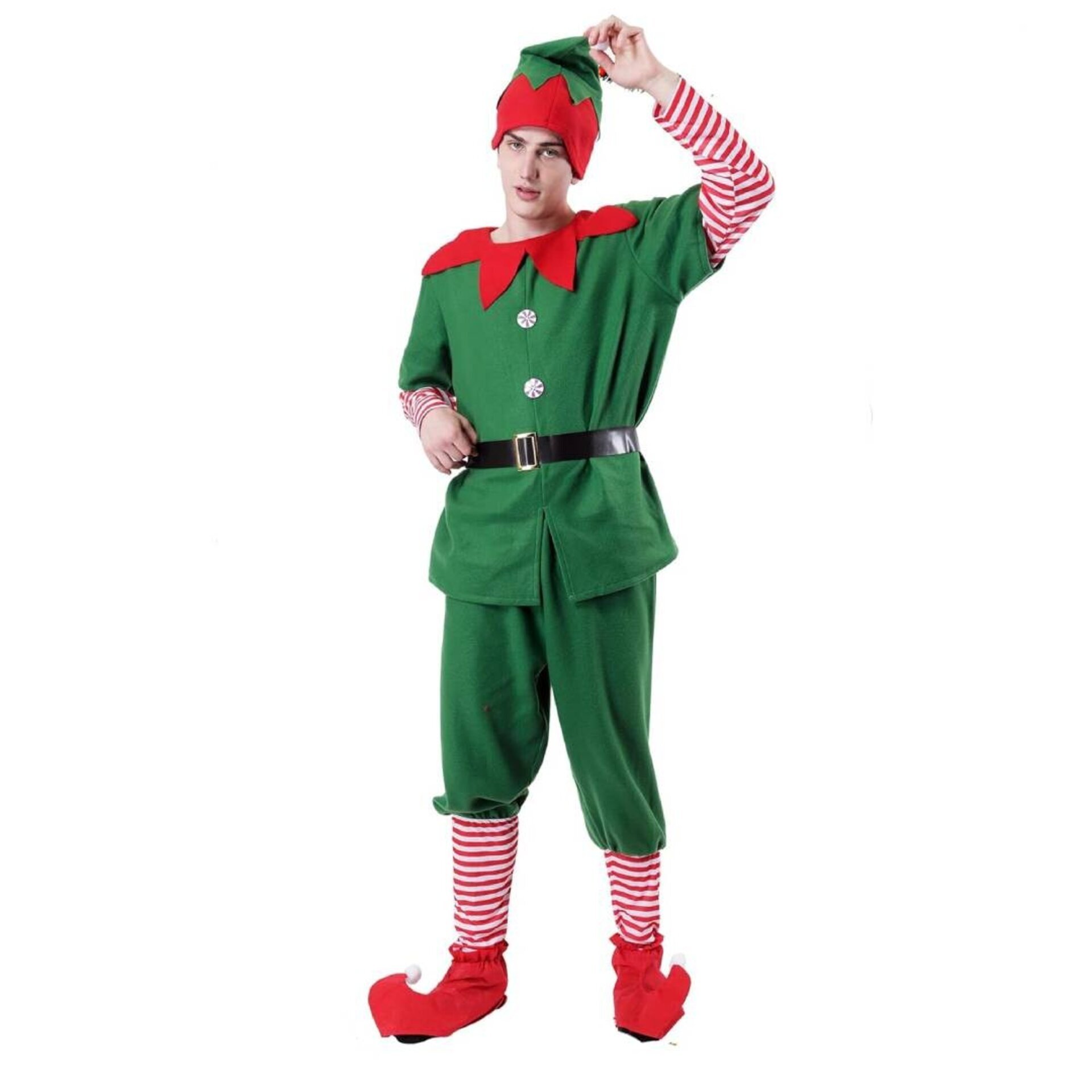 Disfraz Elfo - Traje Navidad Duende Verde - Papa Noel - Regalos Adulto - 4