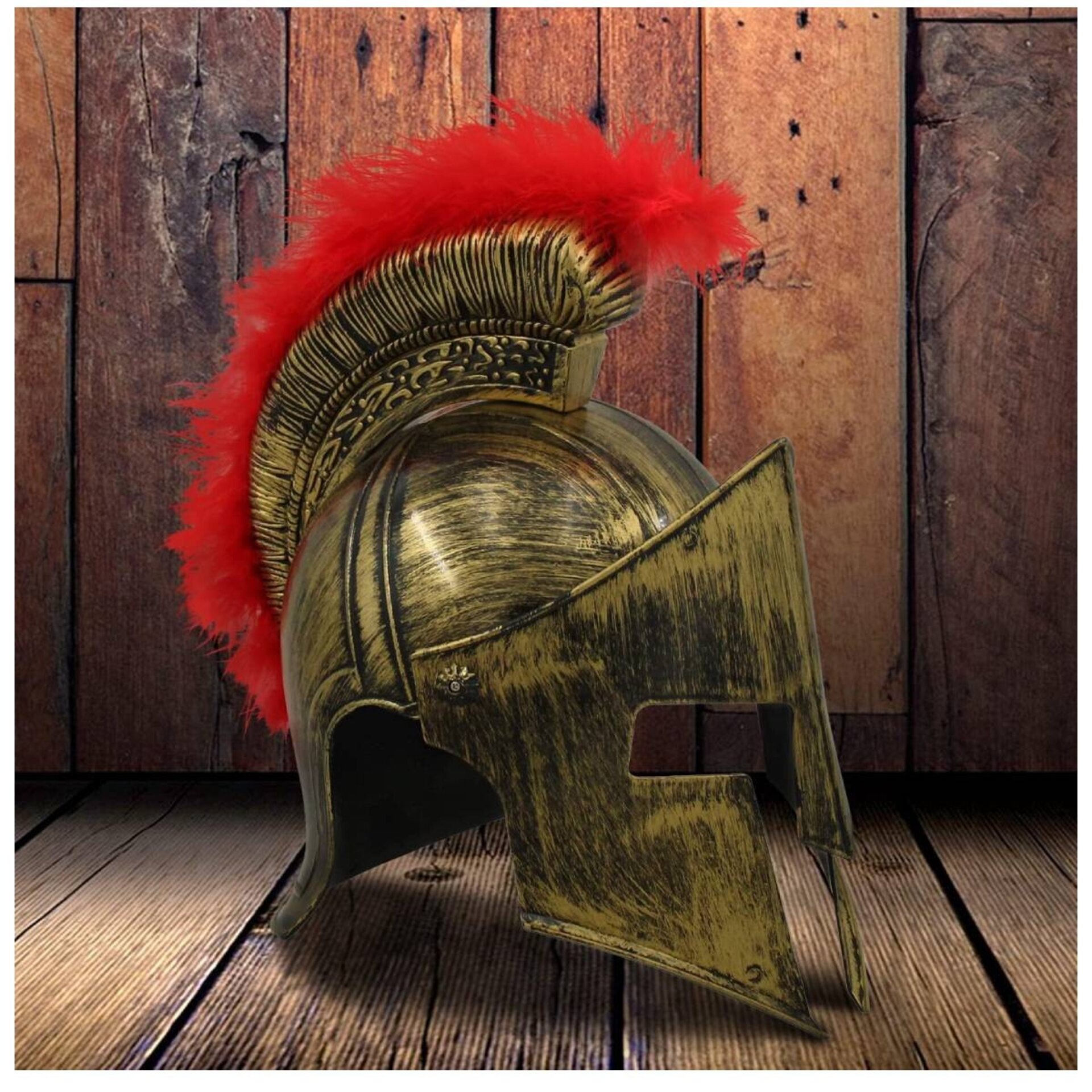 Casco Medieval Dorado de Espartano para Disfraz Romano, Griego, Guerrero Adulto - 2
