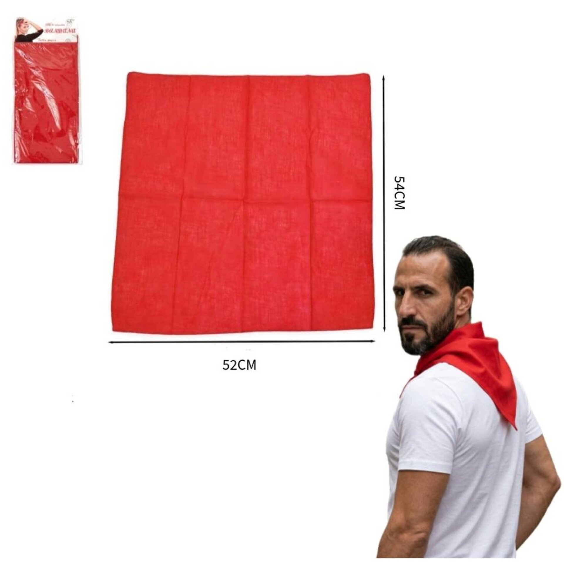 Traje San Fermín Adulto: Pantalón Blanco Ajustable + Faja Roja (200cm) + Pañuelo - 7