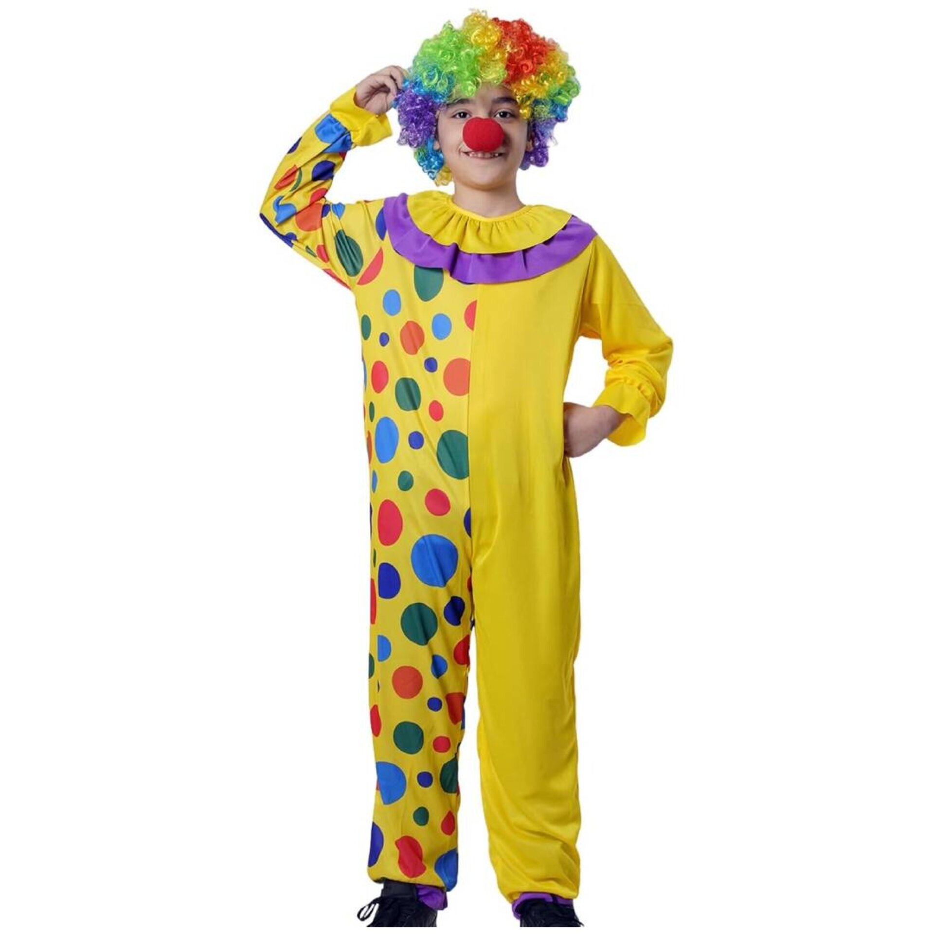 Disfraz Payaso de Circo. Traje Mono con Peluca y Nariz. Halloween Carnaval - 4