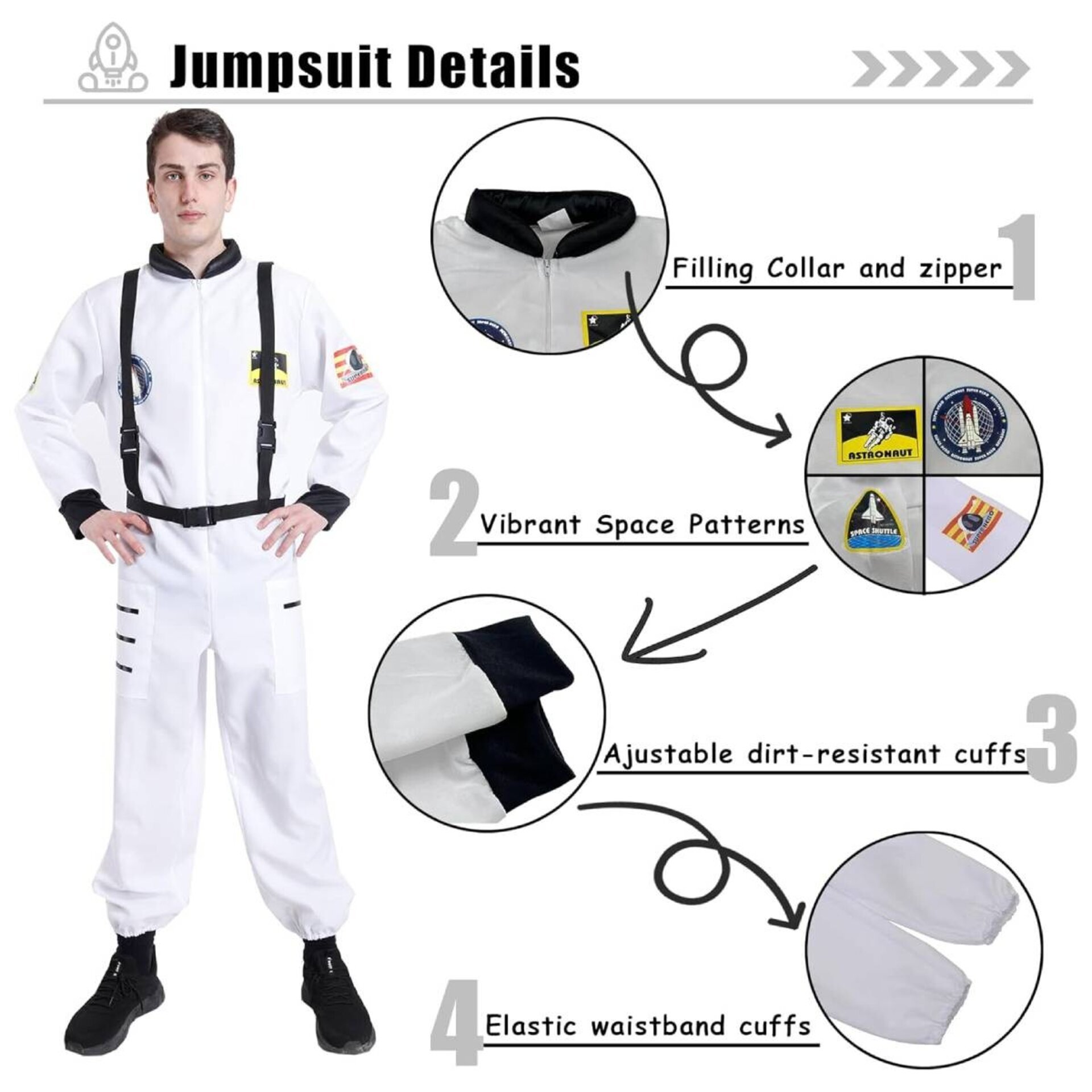 Disfraz Astronauta Traje de Piloto Espacial para Hombre Adulto Fiesta Halloween - 5