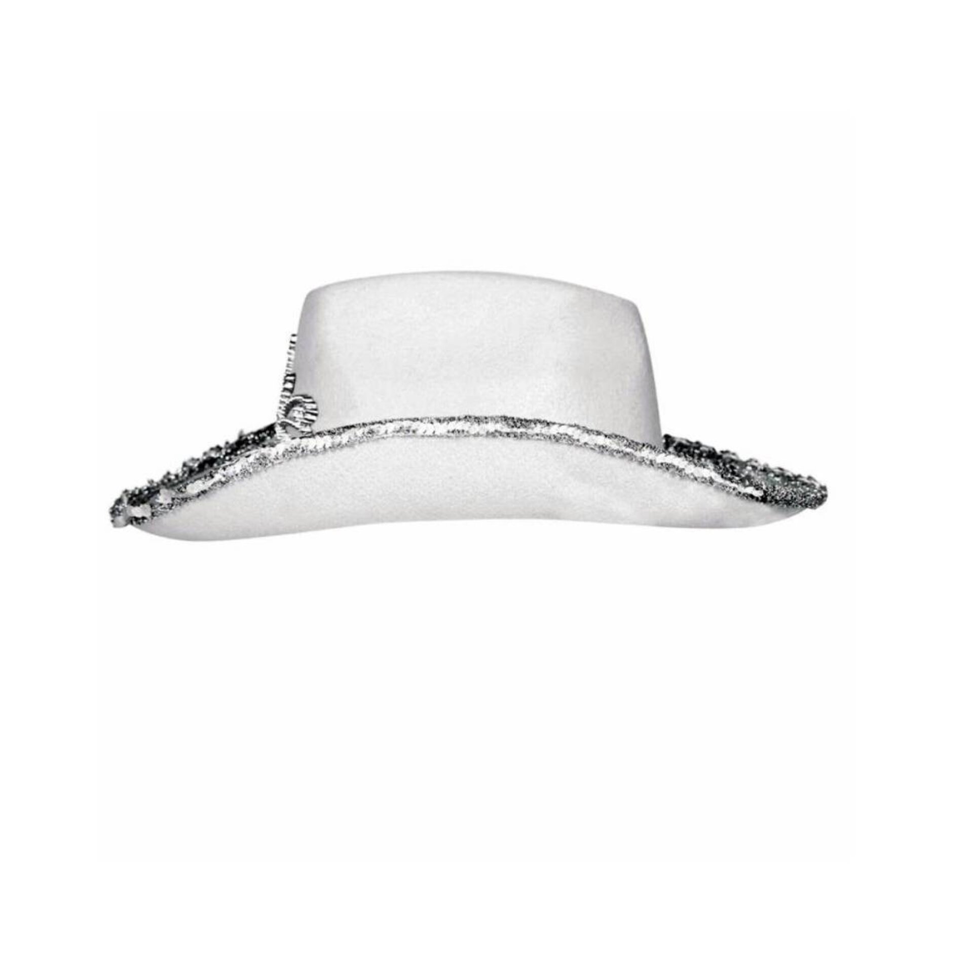 Sombrero Cowboy Vaquera con Lentejuelas, Corona Plata para Adulto Mujer - 3