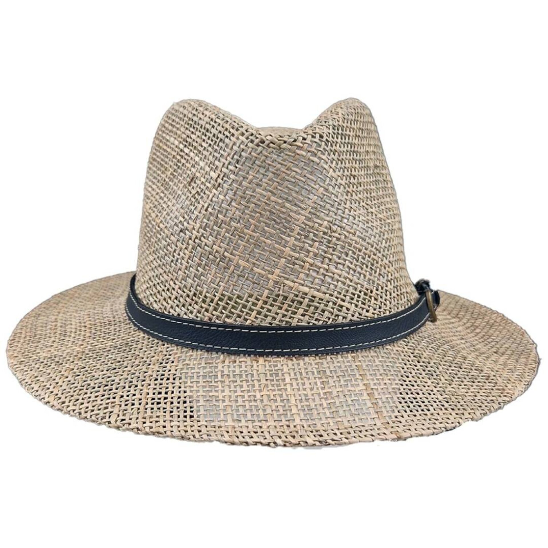 Sombrero Paja Natural Estilo Panamá, ala Ancha, Cinta Decorativa Hombre Mujer - 2