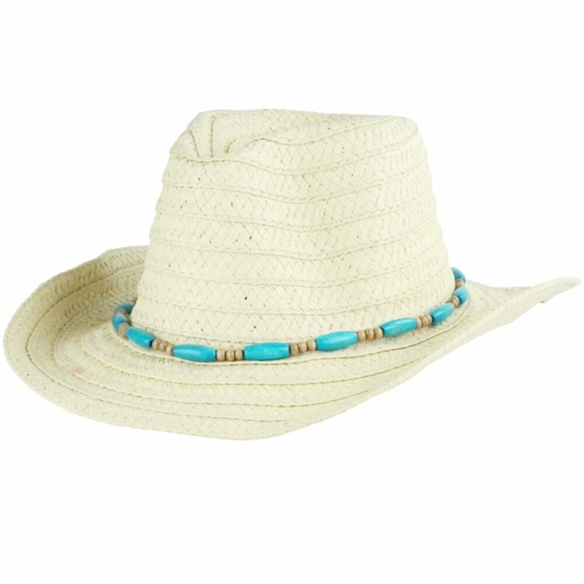 Sombrero Vaquero Paja Unisex Ajustable Estilo Western Moldeable Blanco - 1