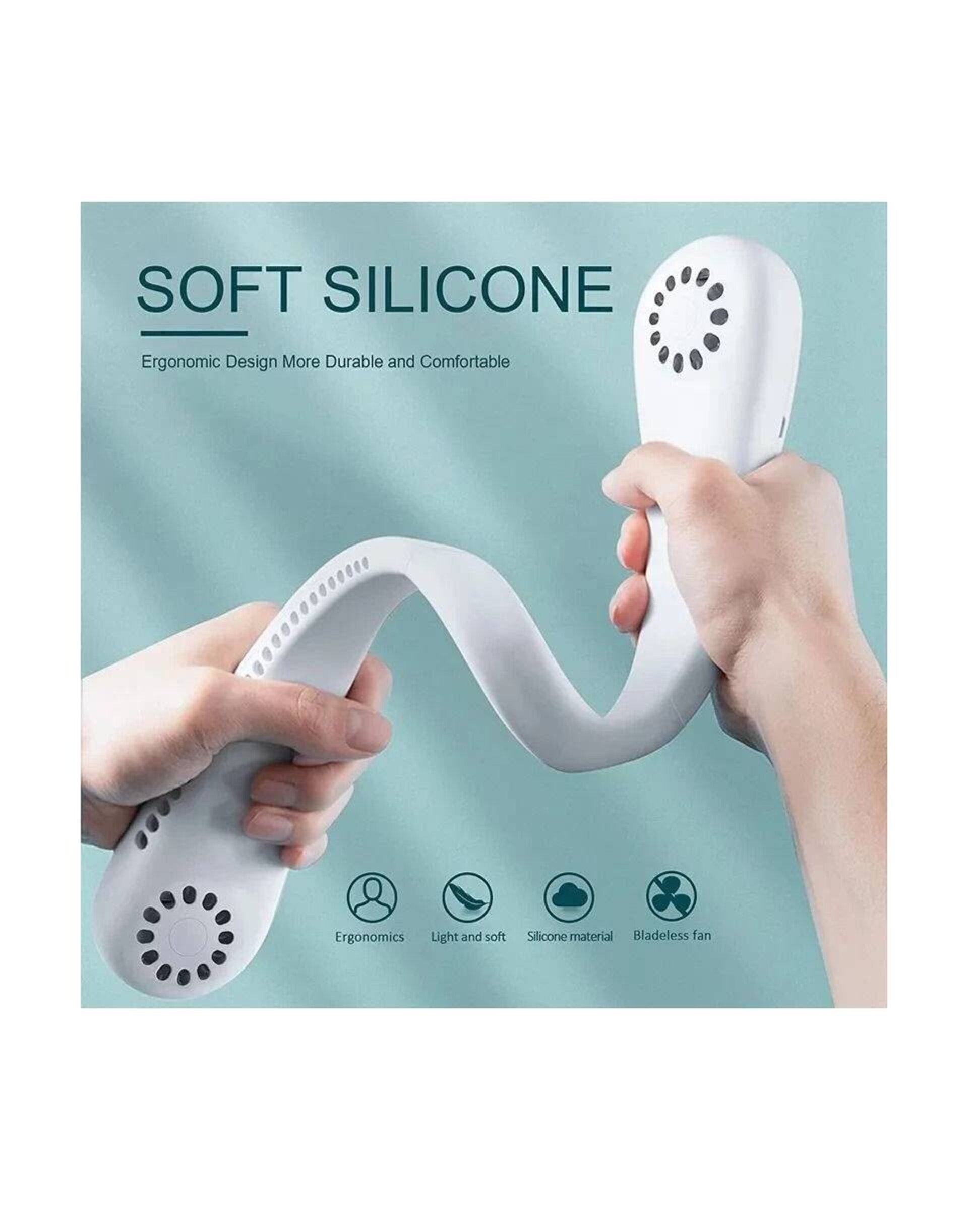Ventilador de Cuello Portátil Recargable con USB Neck Fan Flexible - 4