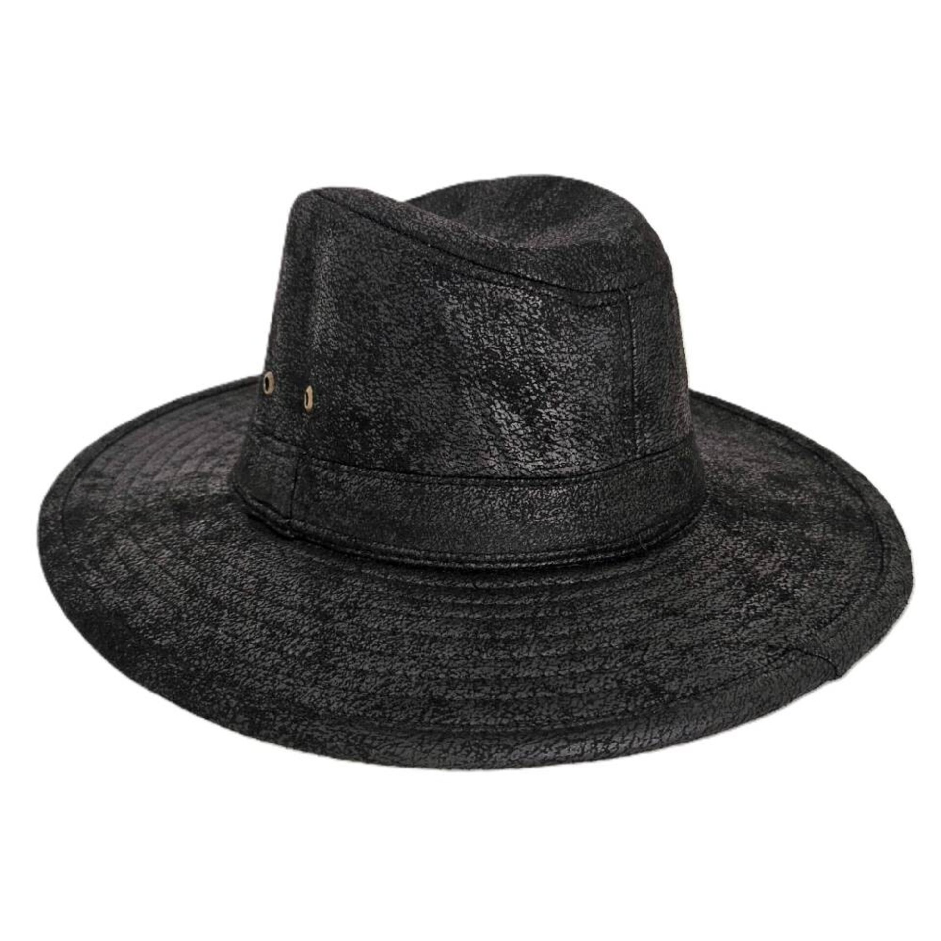 Sombrero Fedora Sintético Negro Desgastado Unisex Adulto Estilo Western Aventura - 2