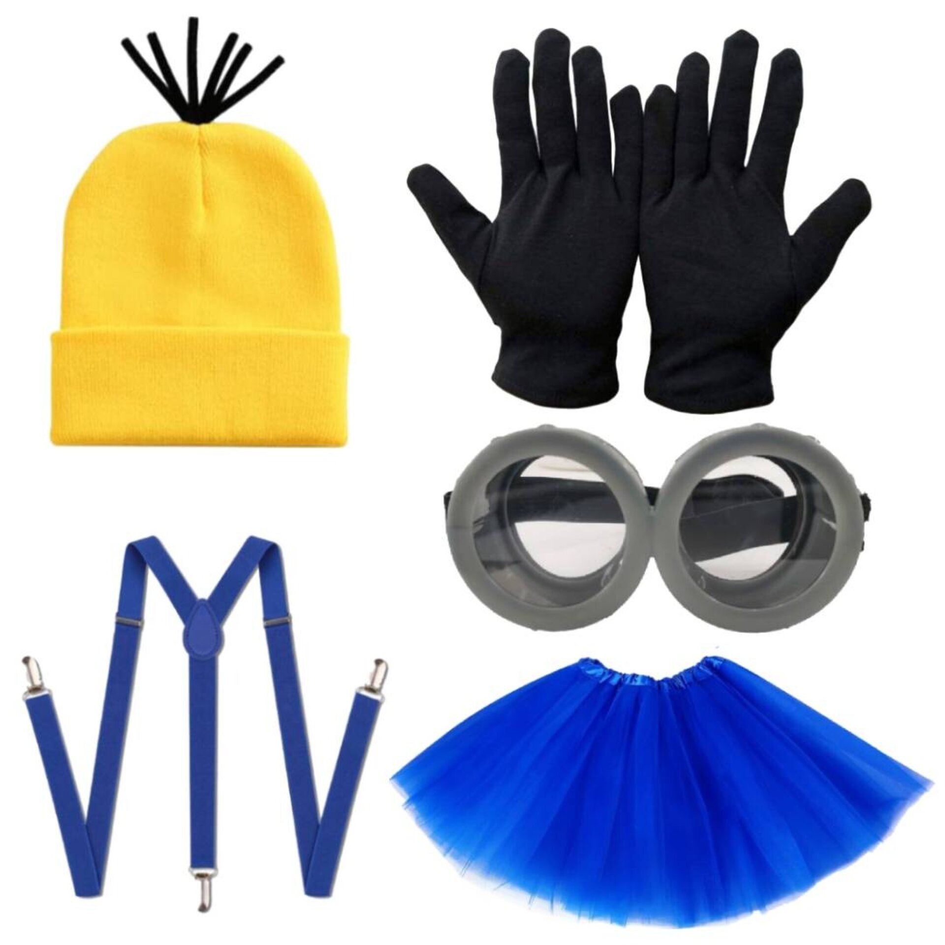 Conjunto Dsfraz Minion Mujer Adulto Gorro, Gafas, Tirantes, Guantes, Tutu 40CM - 1
