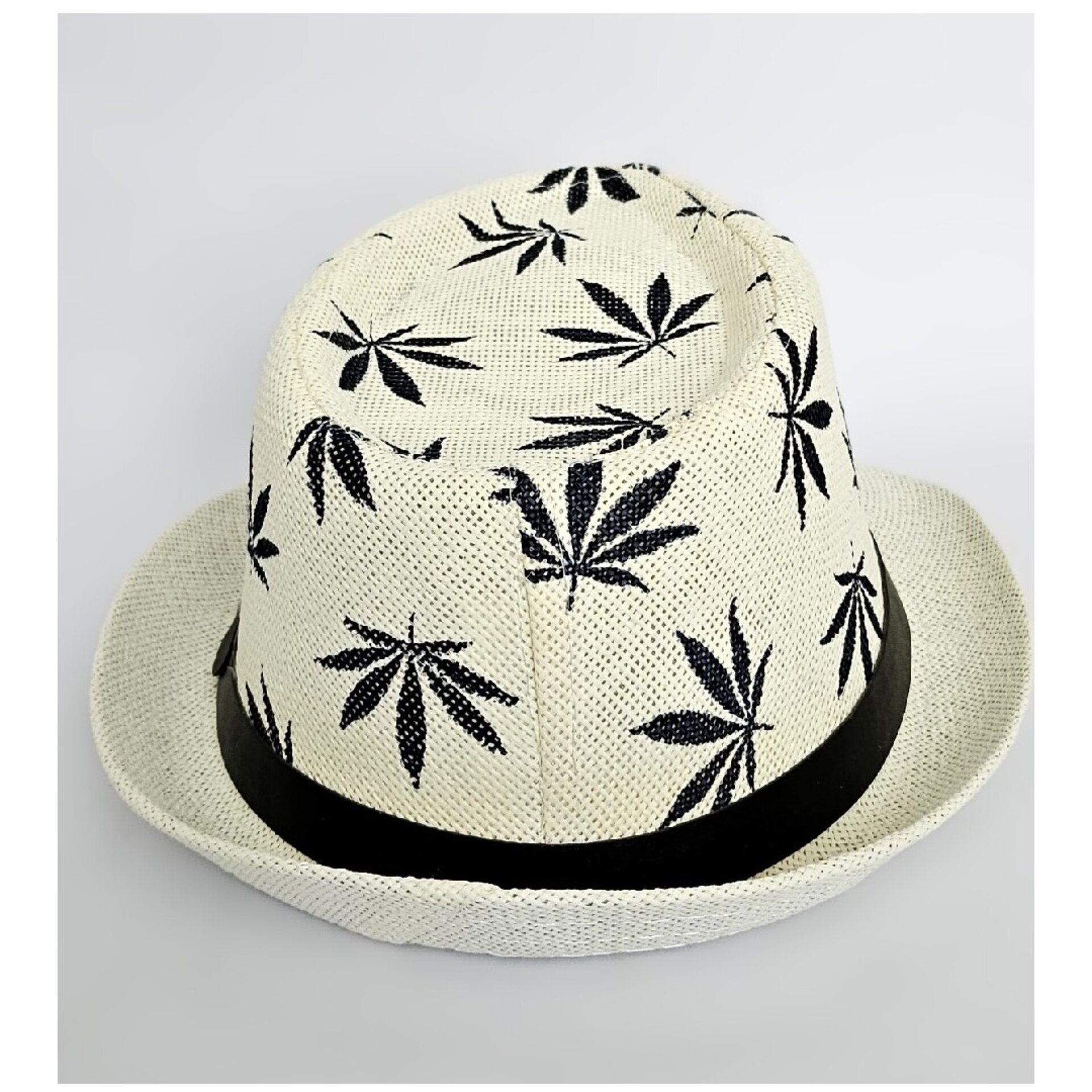 Sombrero Trilby Fedora Clásico Gorro Blanco Estampado Paja de Papel Adulto M/L - 2