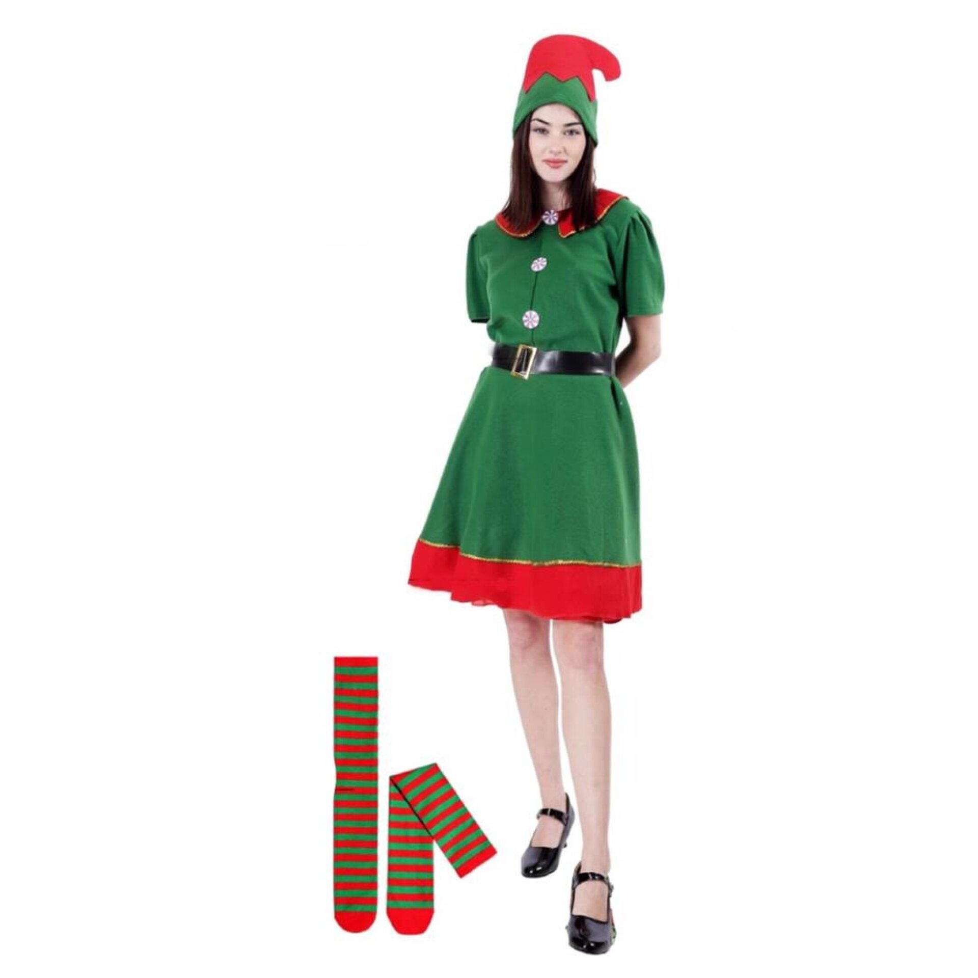 Disfraz Elfo - Duende Verde - Vestido Mujer Adulto - Navidad Regalos - 3
