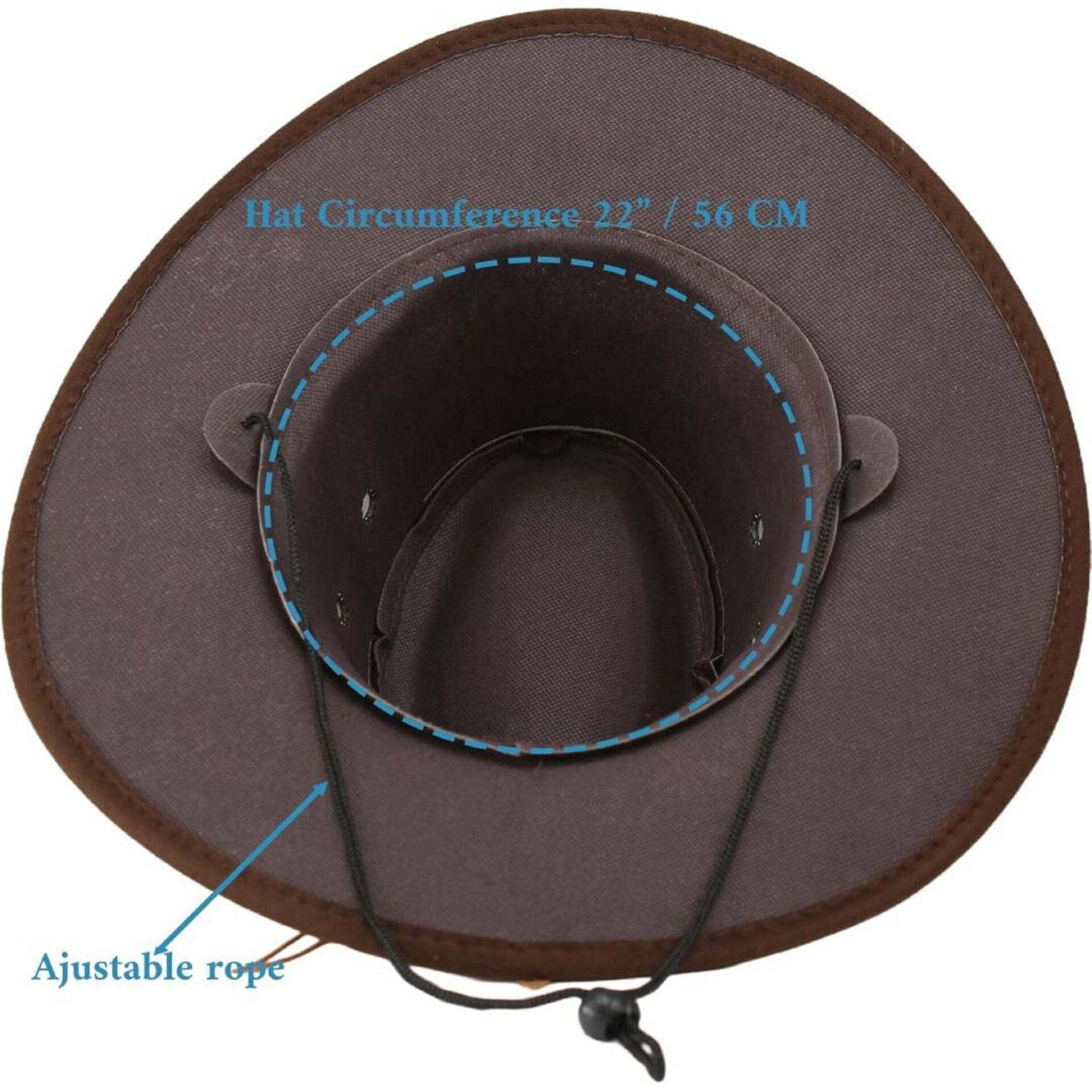 Sombrero Vaquero Cowboy Western Ajustable para Hombre Mujer Marrón Oscuro - 3