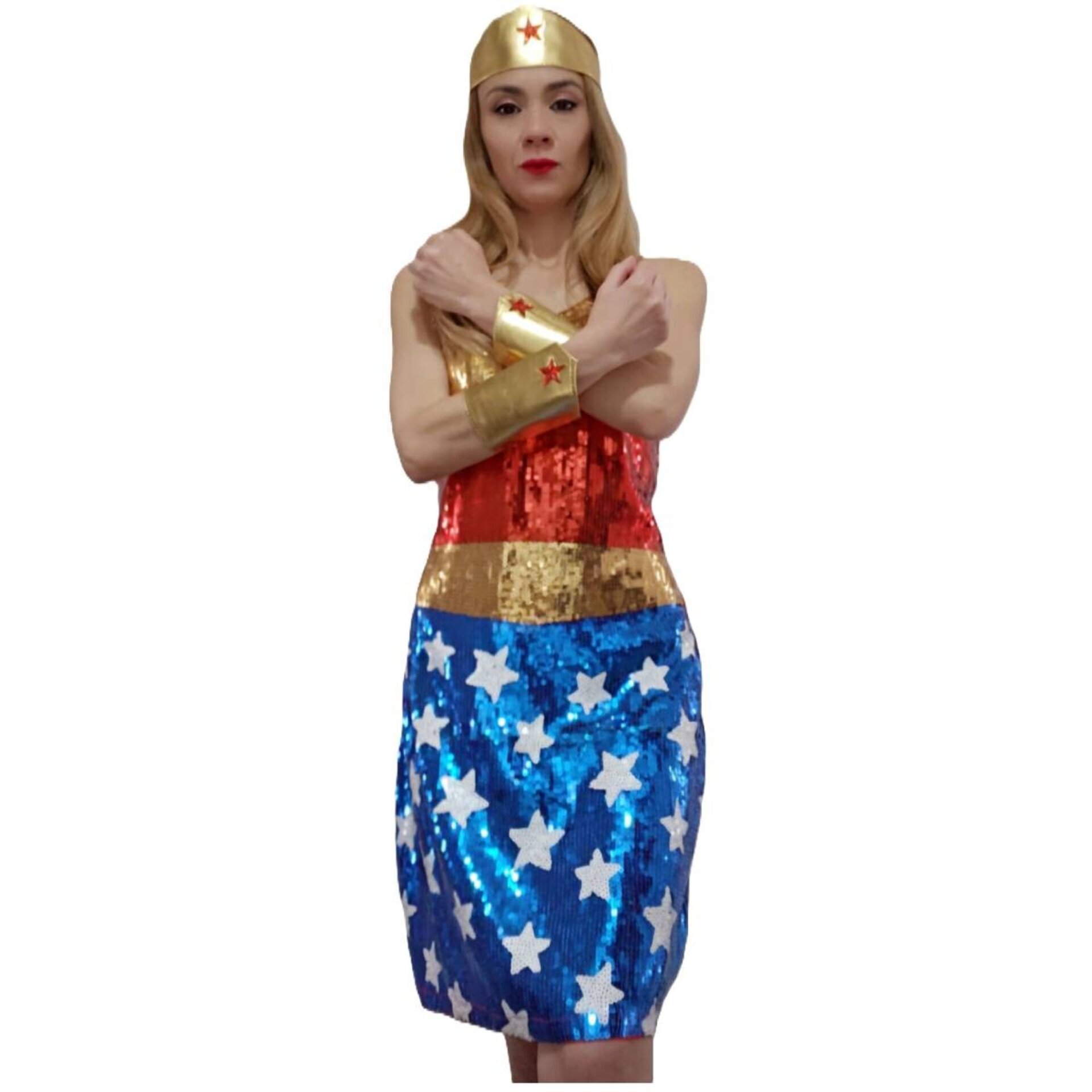 Disfraz Vestido Corto Mujer Maravilla Comics Wonder Woman Cosplay Halloween - 15