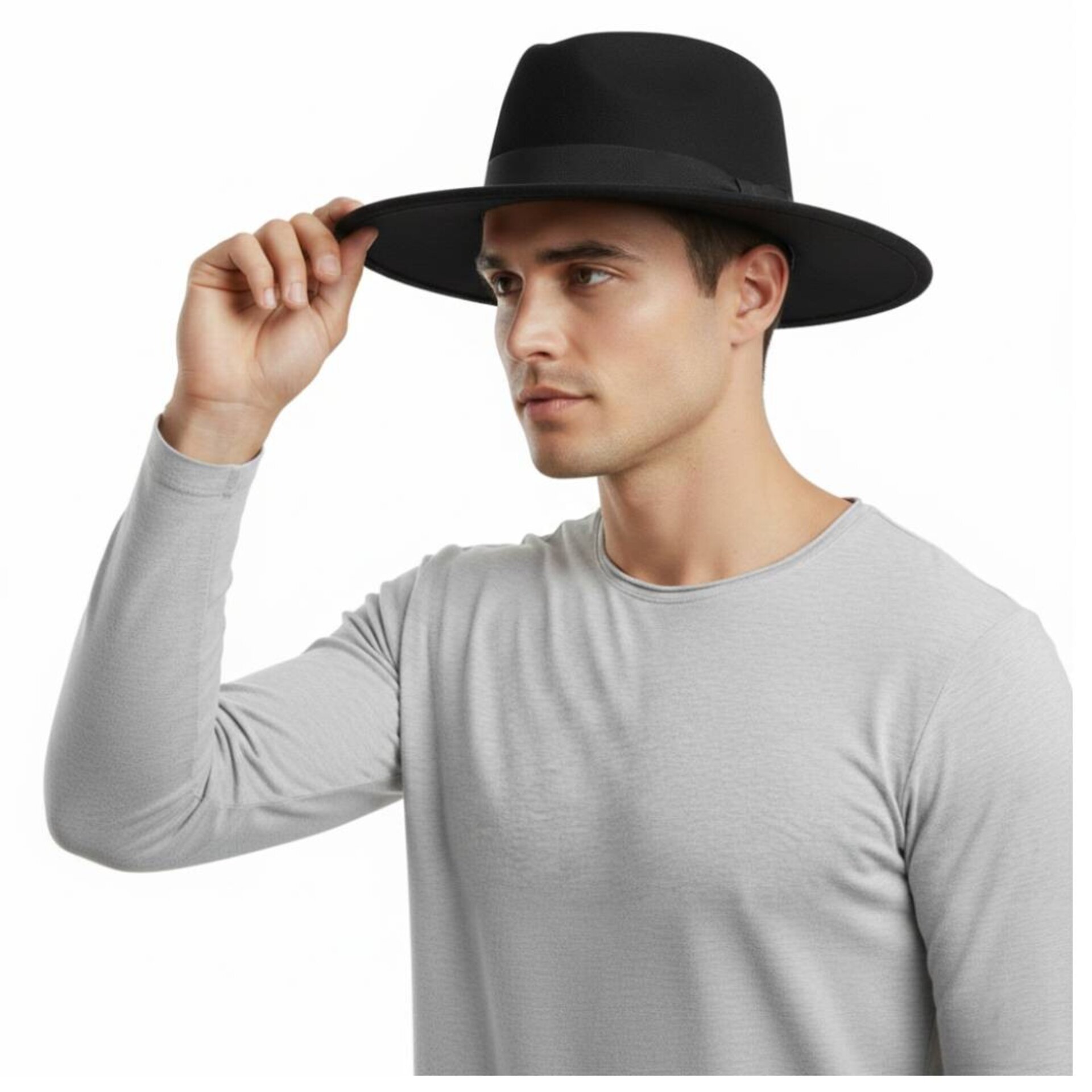 Sombrero Negro Fedora Español Sevillano de ala ancha Hombre Adulto Talla única - 9