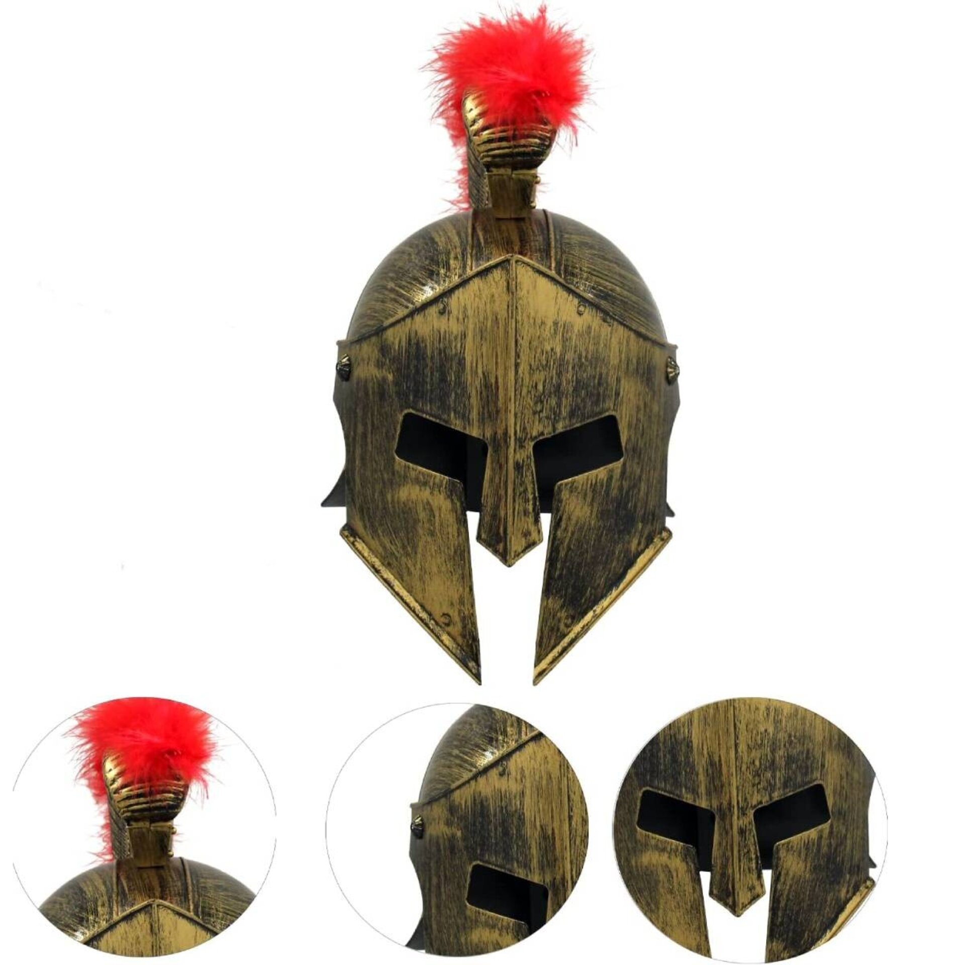 Casco Medieval Dorado de Espartano para Disfraz Romano, Griego, Guerrero Adulto - 3