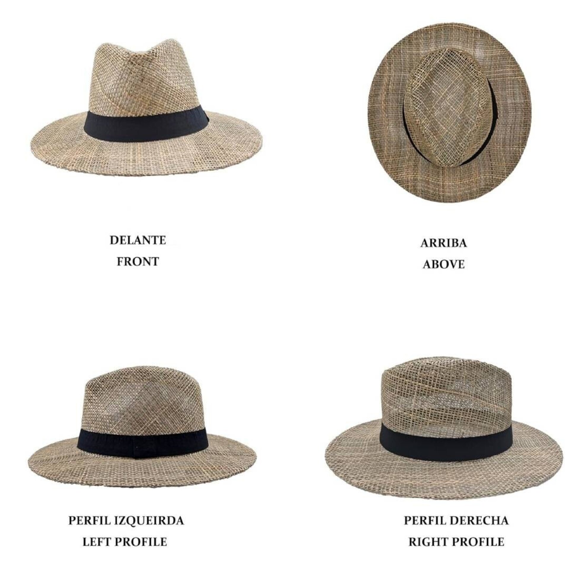 Sombrero Paja Natural Hombre Mujer Estilo Panamá, ala Ancha, Cinta Decorativa - 5