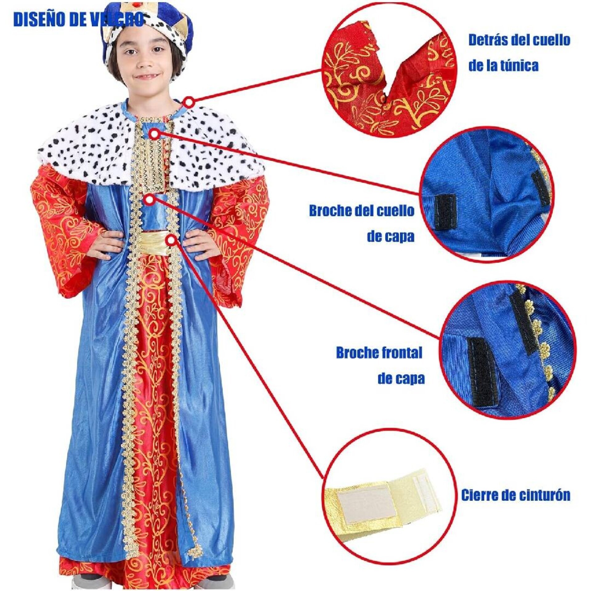 Disfraz Rey Mago Traje Niños Cabalgata de Reyes Regalos Navidad 3 a 15 años - 4