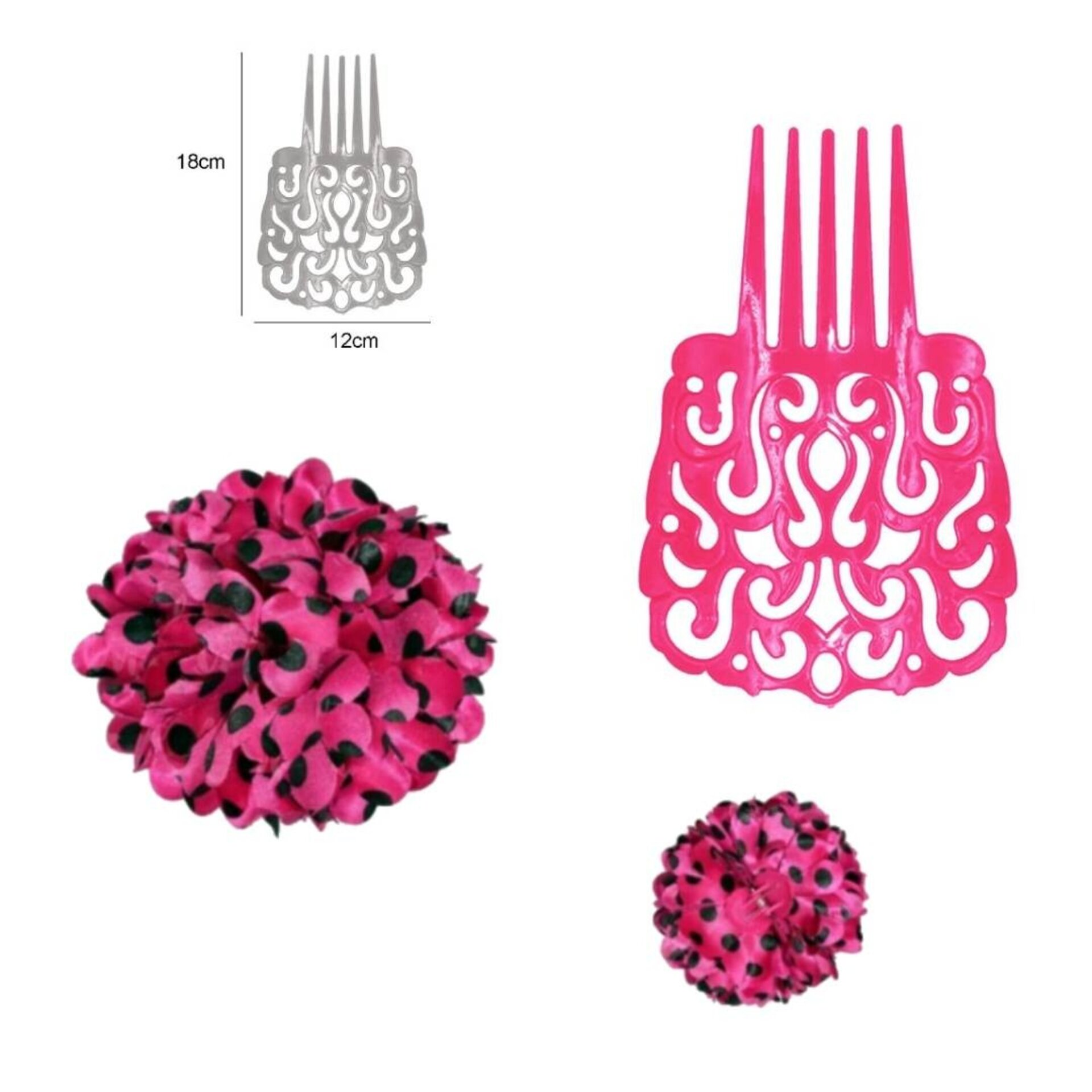 Disfraz de Flamenca Sevillana Mujer Negro y Fucsia con Lunares | Vestido Español - 2