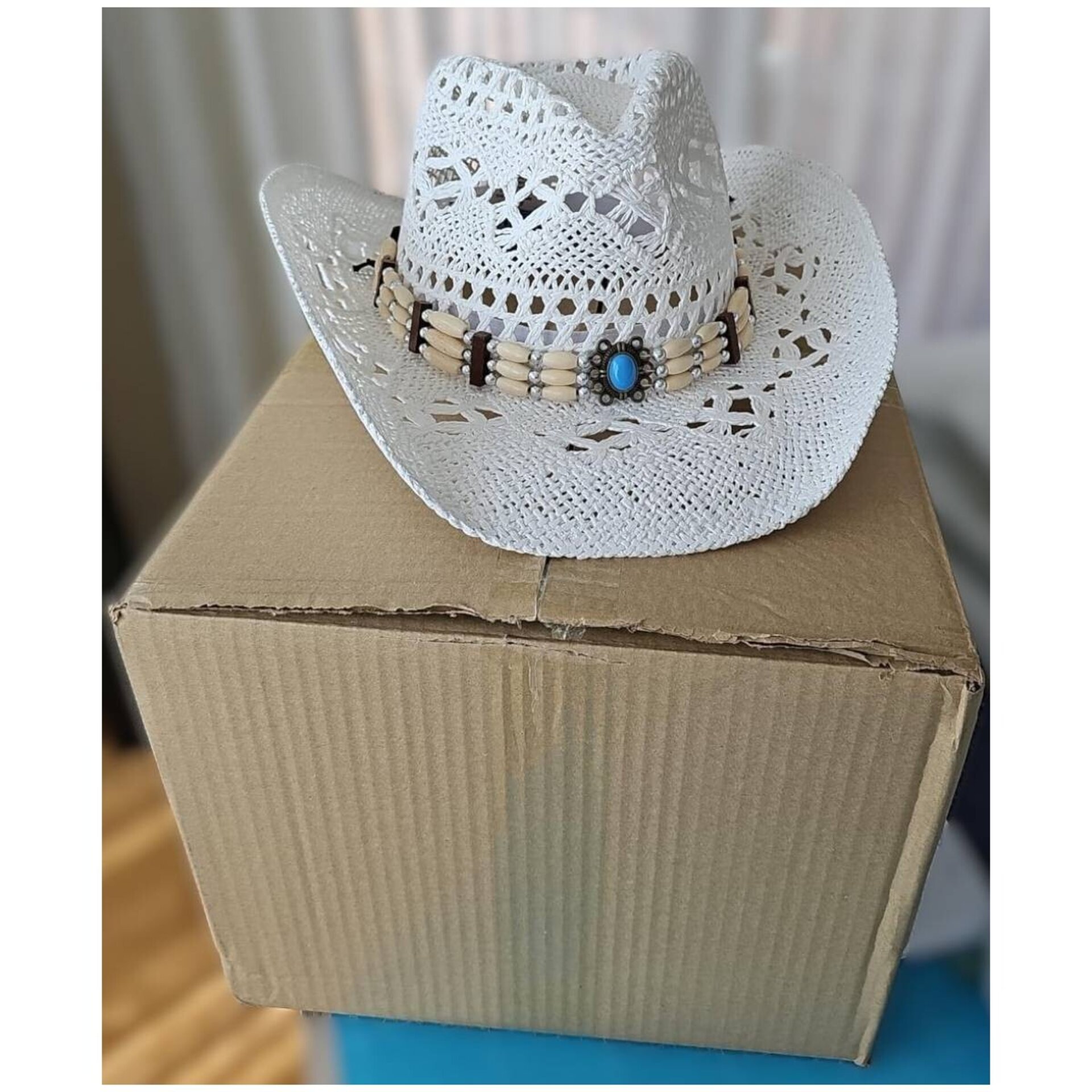 Sombrero Vaquero Cowboy Western para Mujer Blanco Talla única - 5