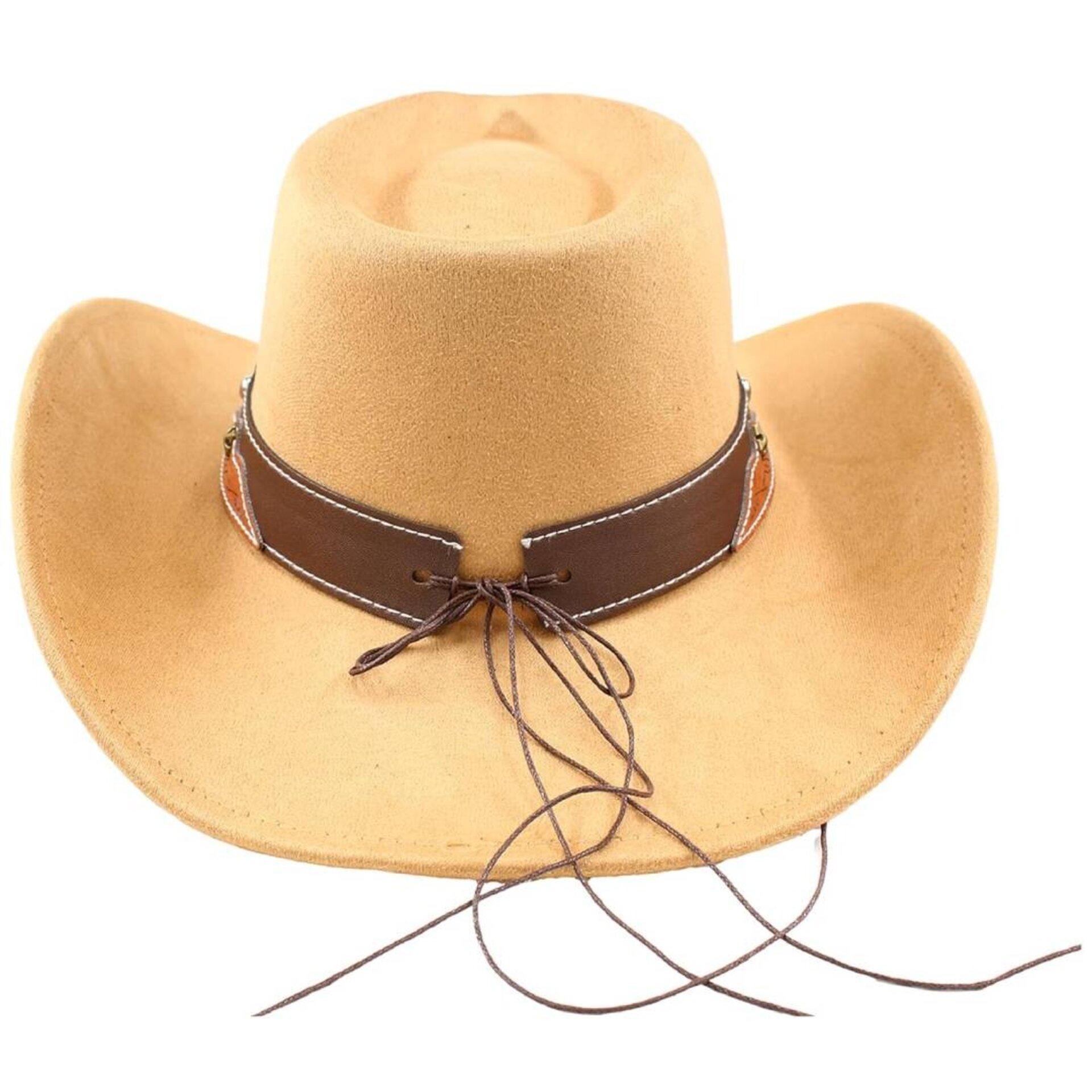 Sombrero Vaquero Fieltro Unisex Western Cowboy Adulto con Banda Beige Talla M/L - 3