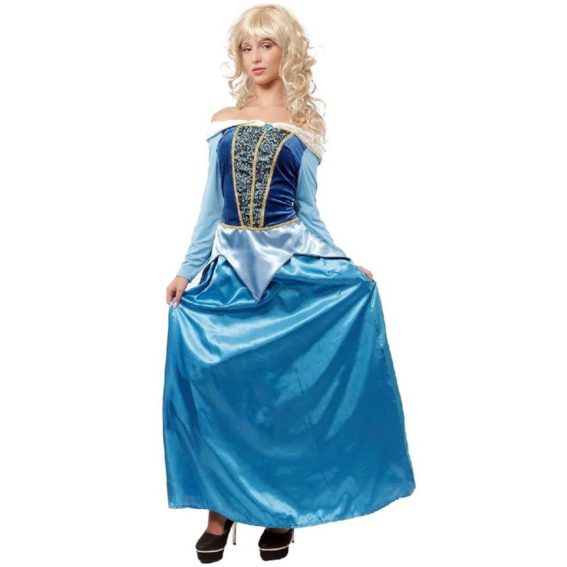 Disfraz Cenicienta Adulto Vestido Princesa Azul Ensueños Cuento de Hadas Ceniza - 1