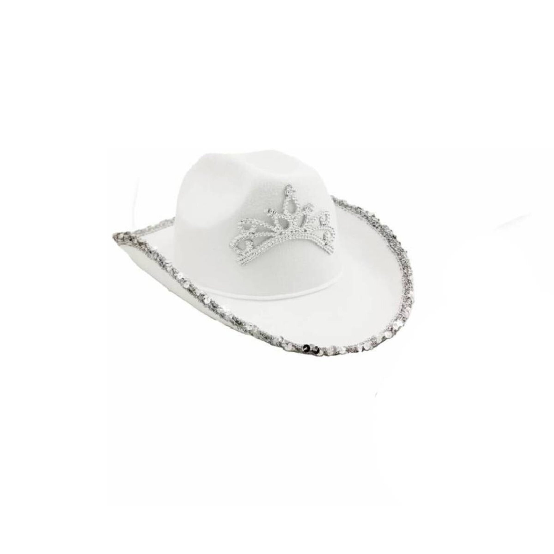 Sombrero Cowboy Vaquera con Lentejuelas, Corona Plata para Adulto Mujer - 8