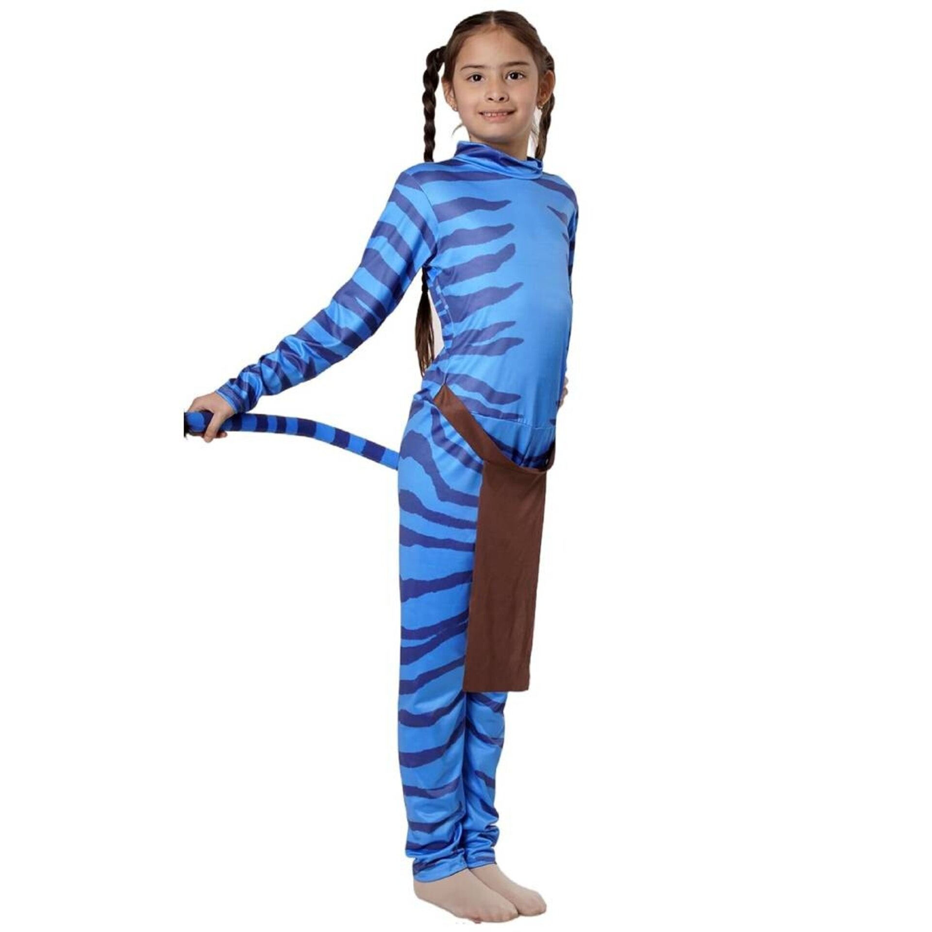 Disfraz Avatar Traje de Fantasía. Mono estampando Criatura Azul para Niñas - 4
